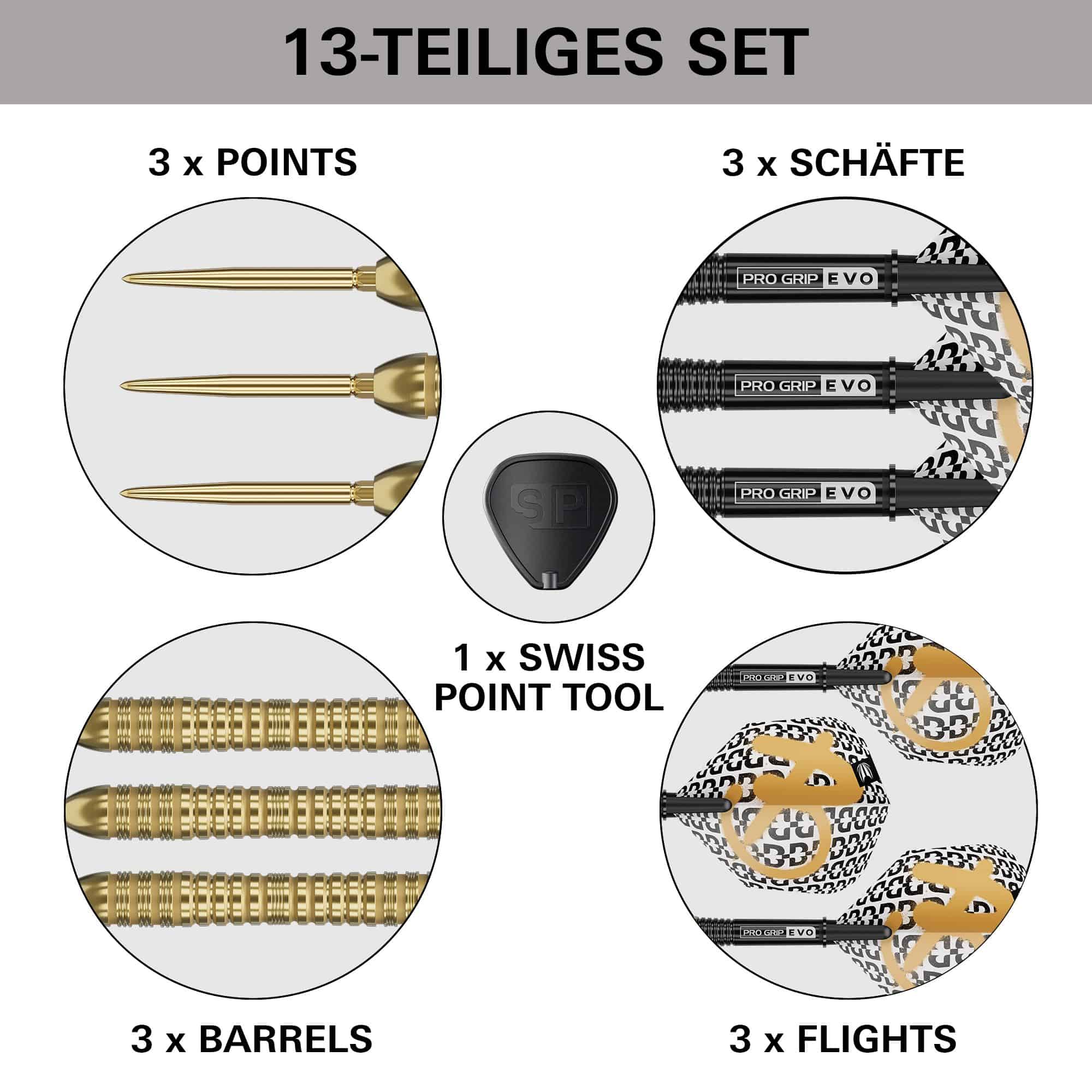 Stalowe lotki Target Bolide Envy 04 Swiss Point Das Bild zeigt die Target Bolide Envy 04 Swiss Point Steeldarts. Diese Darts bieten Präzision und Qualität für das Dartspiel.