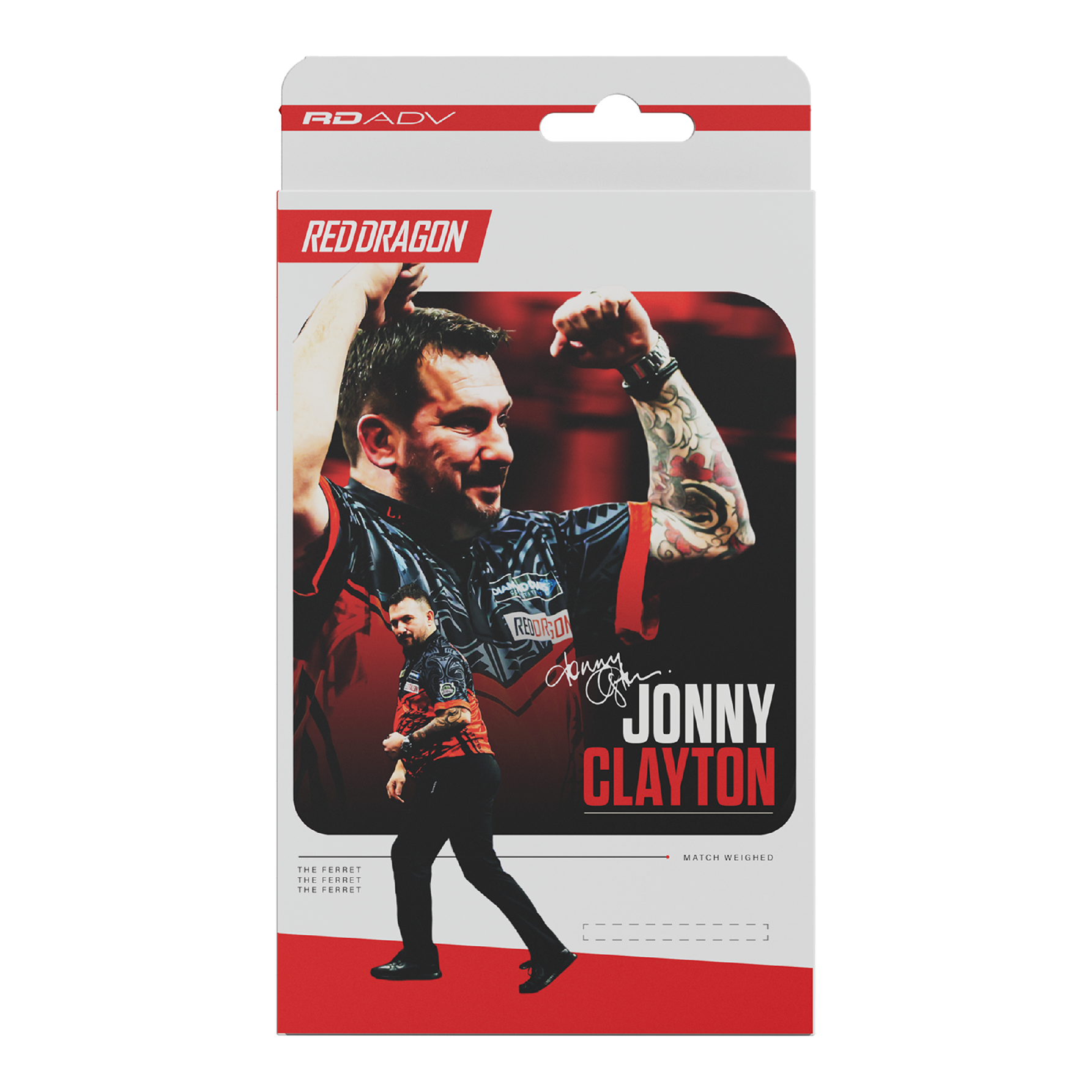 Miękkie lotki Red Dragon Jonny Clayton RD-ADV - 18g Das Bild zeigt die Red Dragon Jonny Clayton RD-ADV Softdarts - 18g. Ein Softdart ist aus einer leicht anderen Perspektive zu sehen.