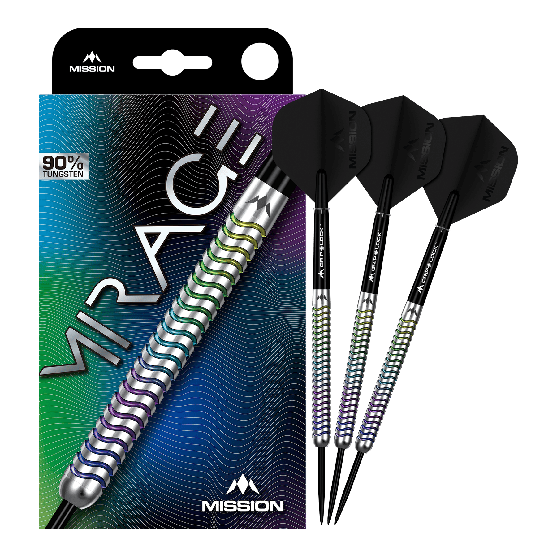 Lotki stalowe Mission Mirage Mission Mirage Steeldarts werden auf diesem Bild vollständig dargestellt. Sie sind für Dartspieler geeignet.