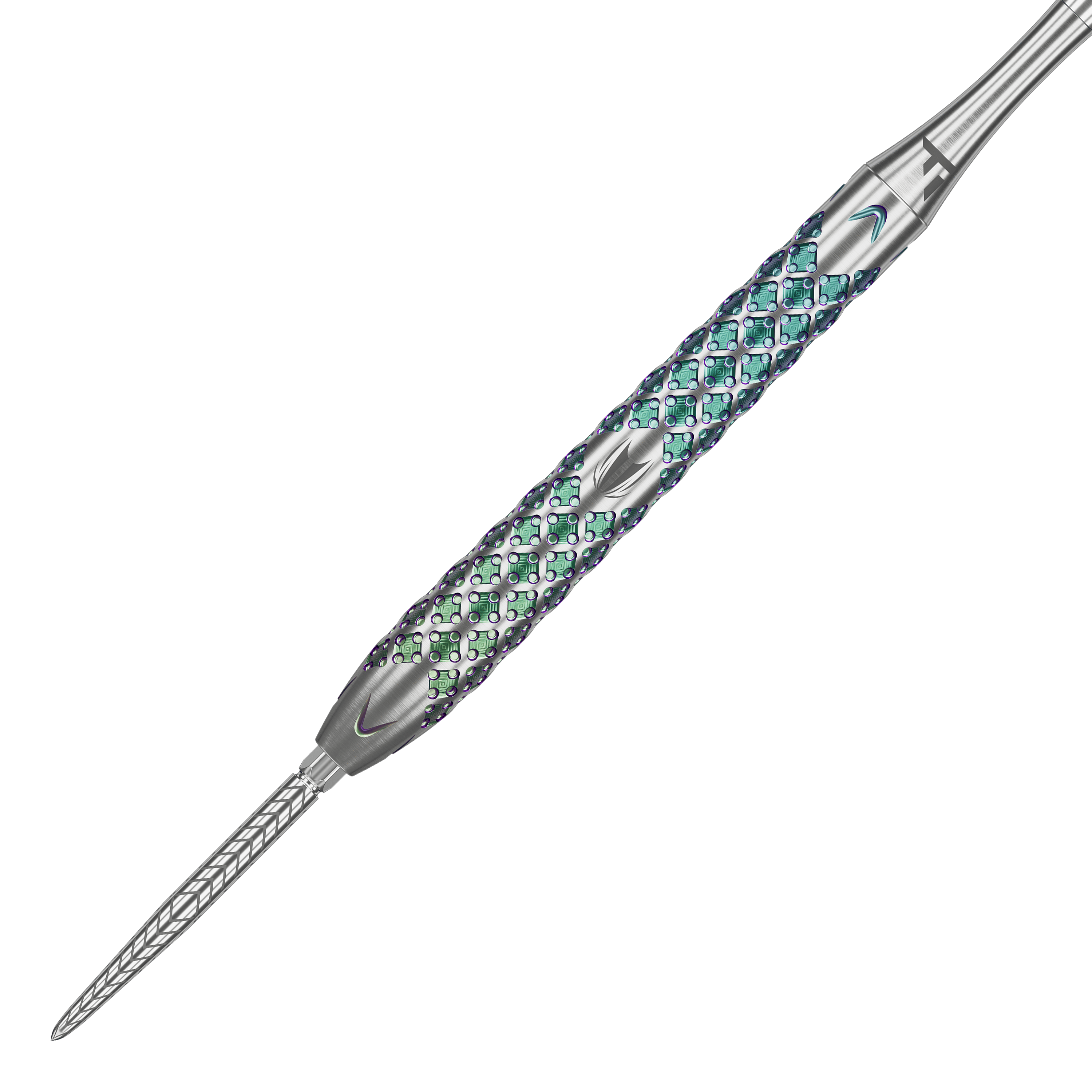 Stalowe lotki Target Rove 03 Swiss Point Der Target Rove 03 Swiss Point Steeldart hat ein silbernes Gehäuse mit auffälligem, farbig schimmerndem Griffmuster. Die Spitze ist fein strukturiert und sorgt für präzise Würfe.