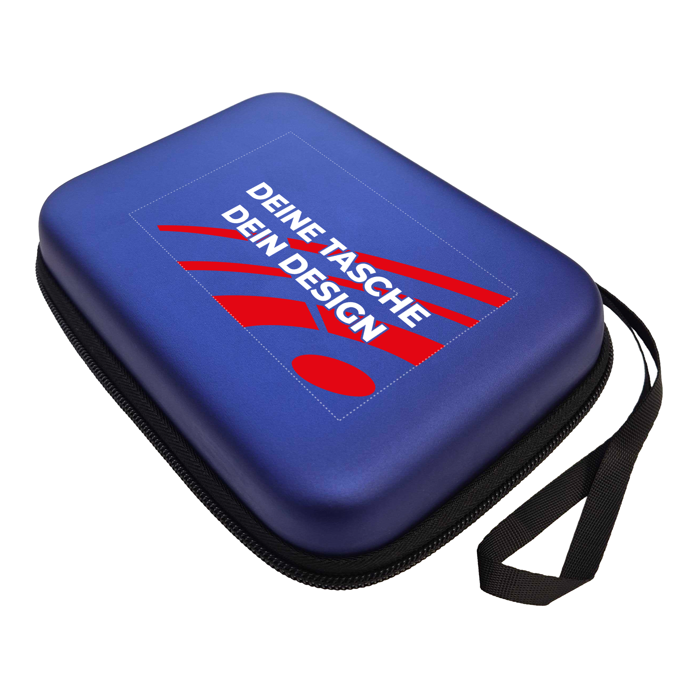 Etui na lotki System-4 z Twoim projektem Das Bild zeigt ein McDart System4 Dartcase in Blau Metallic. Das Etui ist geschlossen dargestellt.