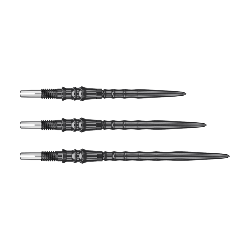 Stalowe groty do lotek Target Japan Premium Swiss Point – czarne Das Bild zeigt die Target Japan Premium Swiss Point Steeldartspitzen in Schwarz. Die Spitzen sind robust und bieten einen sicheren Halt im Board.