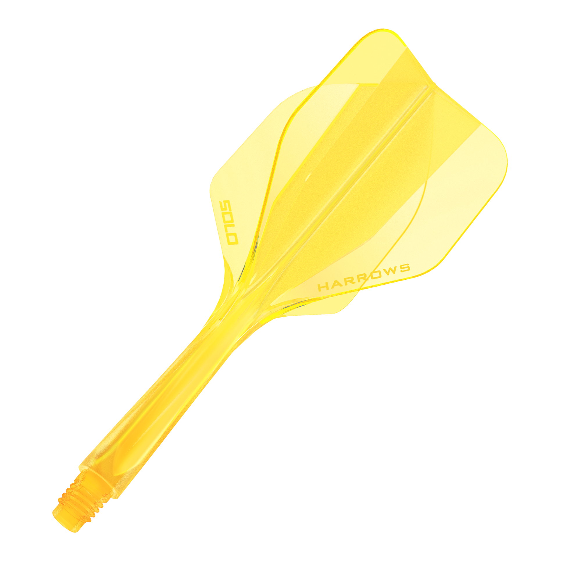 Zu sehen ist das Harrows Solo No6 Flight-Shaft-System in Gelb. Es ist ein wichtiges Dartzubehör.
