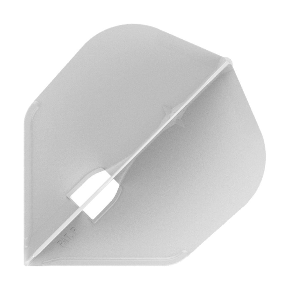 L-Style Flights Champagne - L3PRO Shape Dies ist ein weißes, transparentes Dart-Flügel (Flight) in klarer Ausführung. Es hat eine klassische, leicht eckige Form und besteht aus Kunststoff.