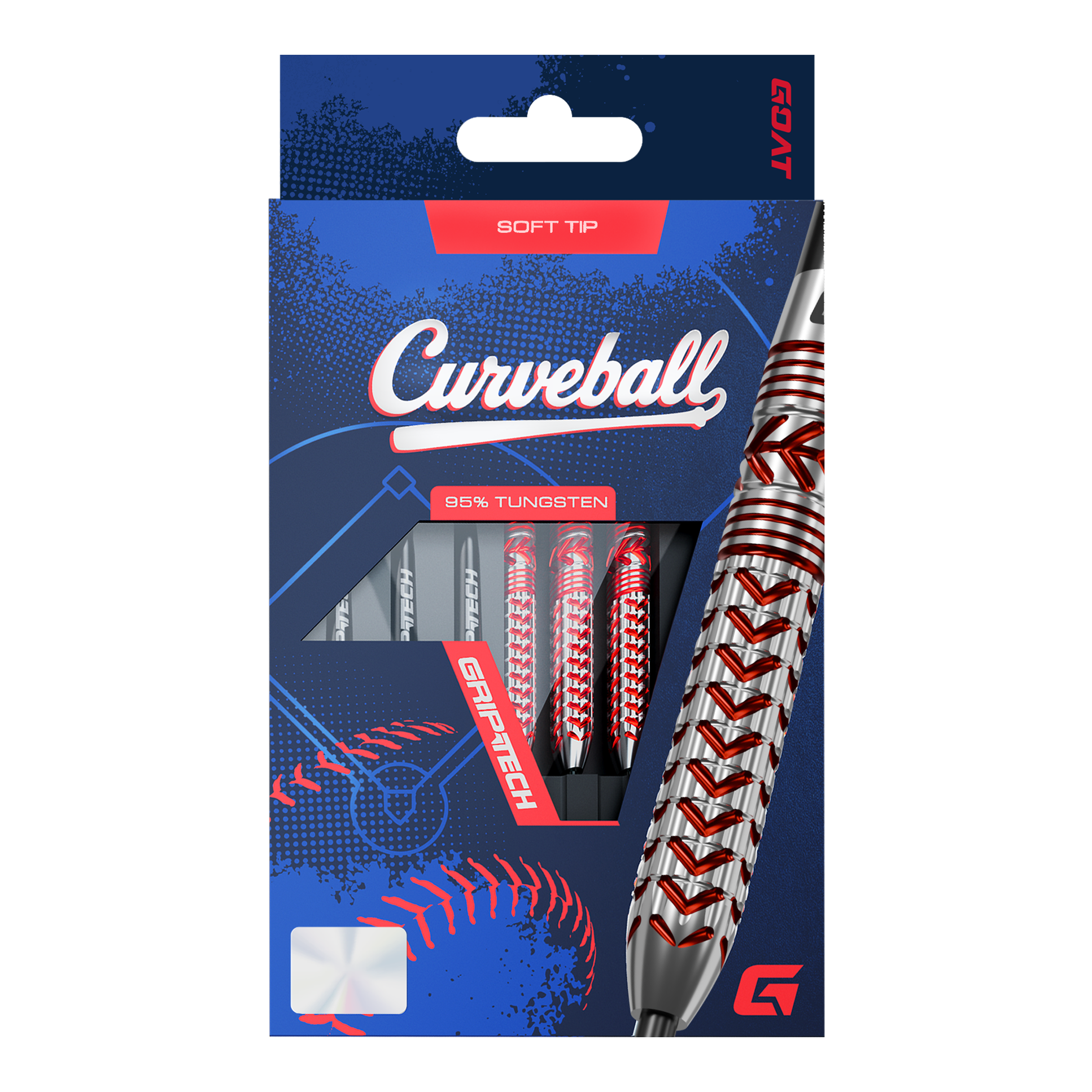 Miękkie lotki GOAT Curveball - 20g Abgebildet sind die GOAT Curveball Tungsten Softdarts - 20g. Die Softdarts sind 20 Gramm schwer und aus hochwertigem Tungsten hergestellt.