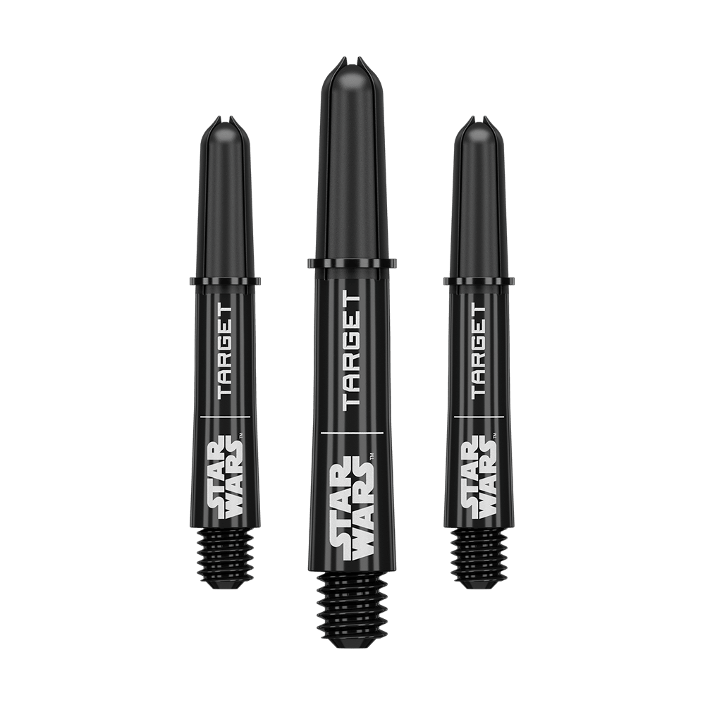Wałki Target Star Wars ProGrip – czarne Abgebildet ist das Produkt mit dem Dateinamen 380420_Target_StarWars_ProGrip_Shafts_Schwarz_Short_34mm_1Set. Vermutlich handelt es sich um schwarze ProGrip Shafts für Darts, Modell Star Wars, in kurzer Ausführung.