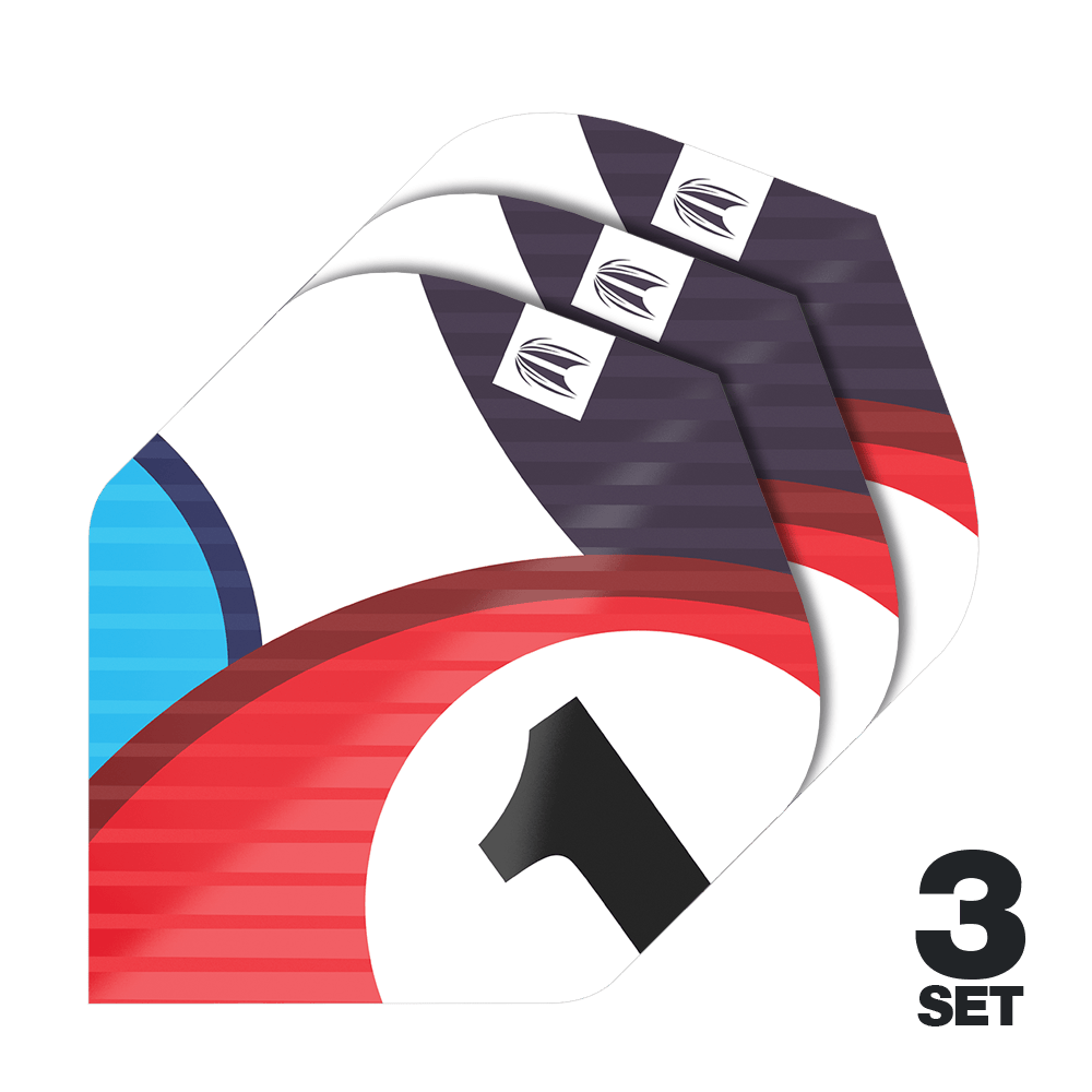 Lotki Target Pro Ultra Chicane Blue No2 Standard - 3 zestawy Das Bild zeigt drei Sätze von Target Pro Ultra Chicane Blue No2 Standard Flights. Die Flights sind bunt gestaltet und rechts unten steht "3 Set".