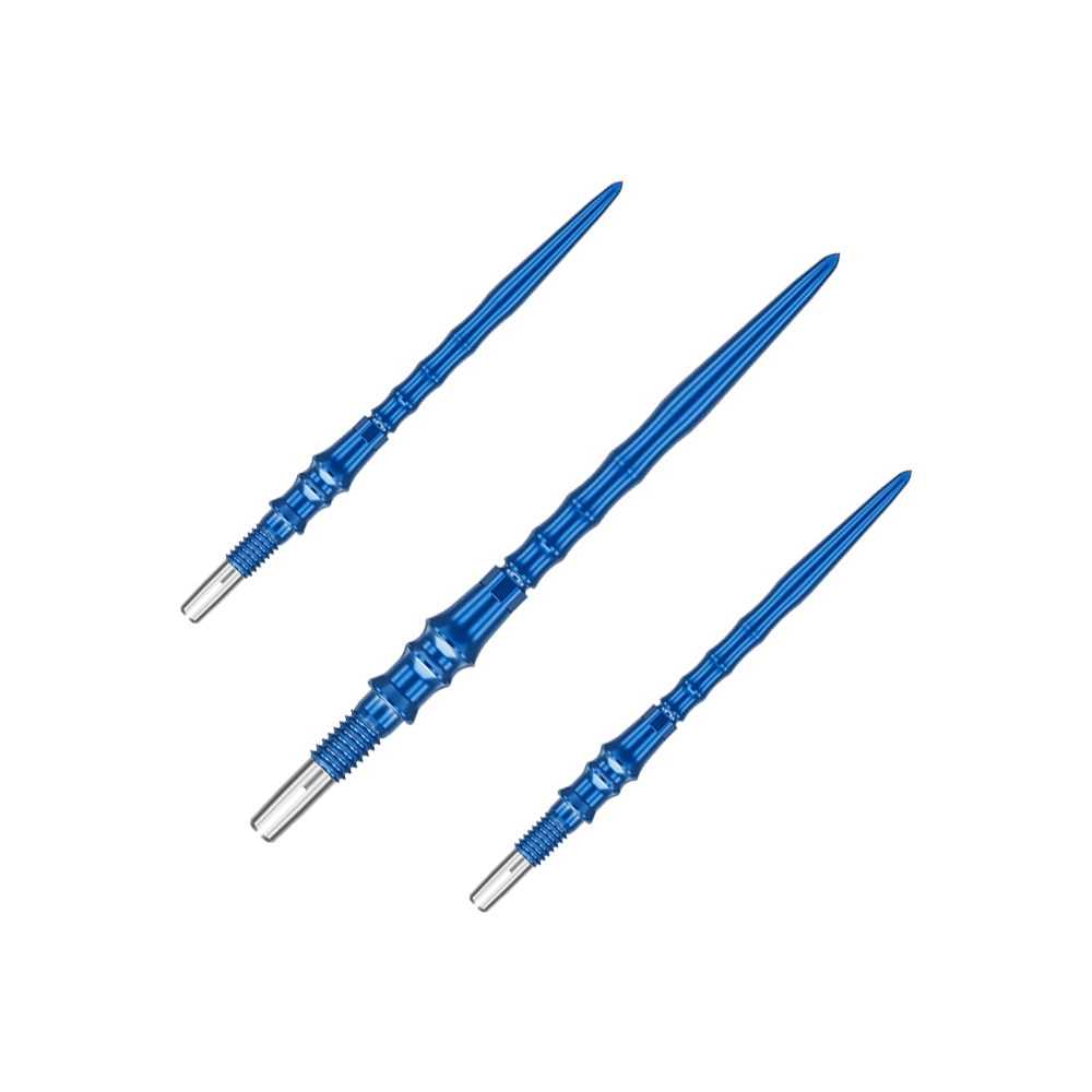 Końcówki do lotek Target Japan Premium Swiss Point – niebieskie Hier ist ein Set aus blauen Dartspitzen abgebildet. Die Spitzen haben eine Länge von 35 mm.