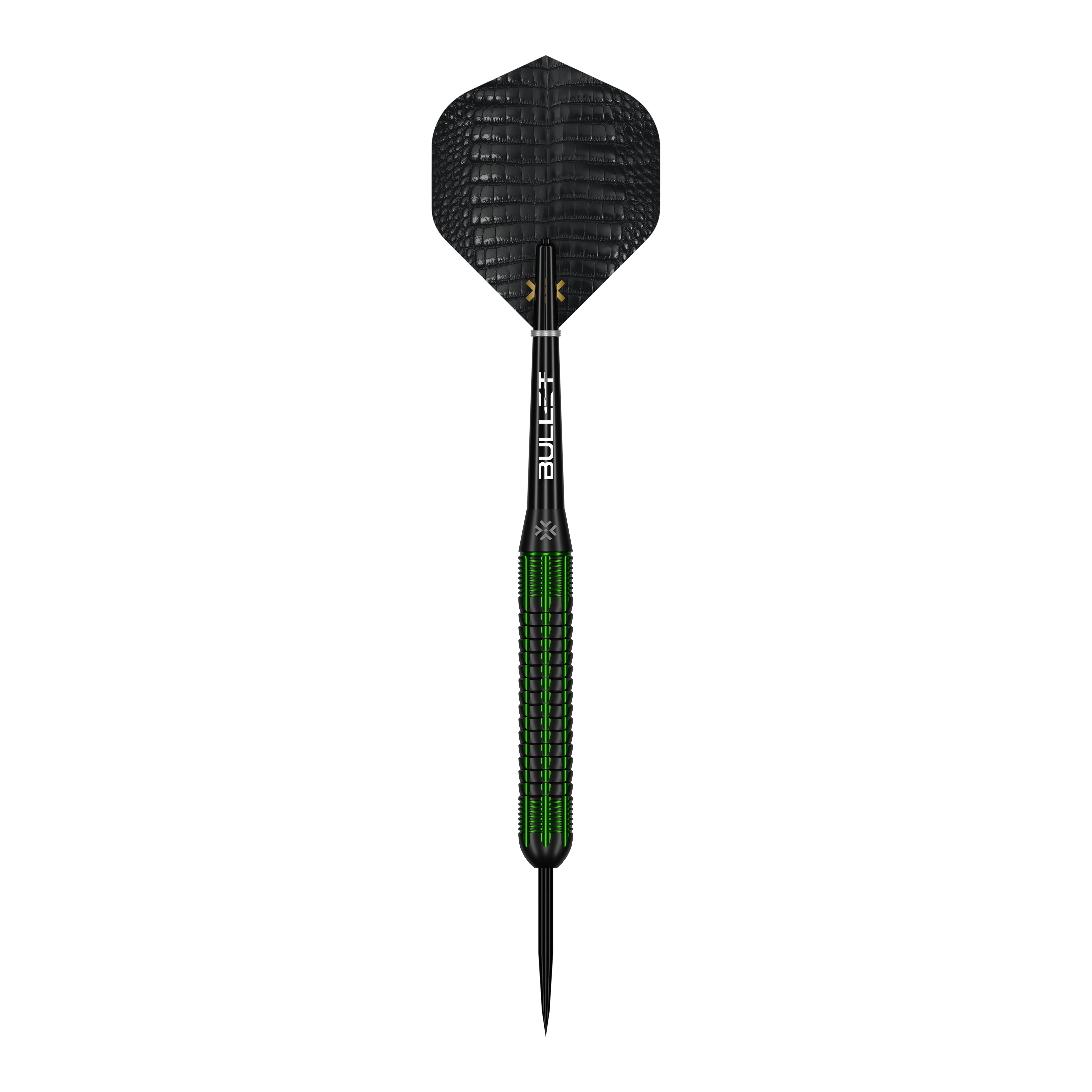 Lotki Bullet Gator Brass Steel Darts - 22g Das Bild zeigt die Bullet Gator Brass Steeldarts - 22g. Es handelt sich um Steeldarts mit einem Gewicht von 22 Gramm.
