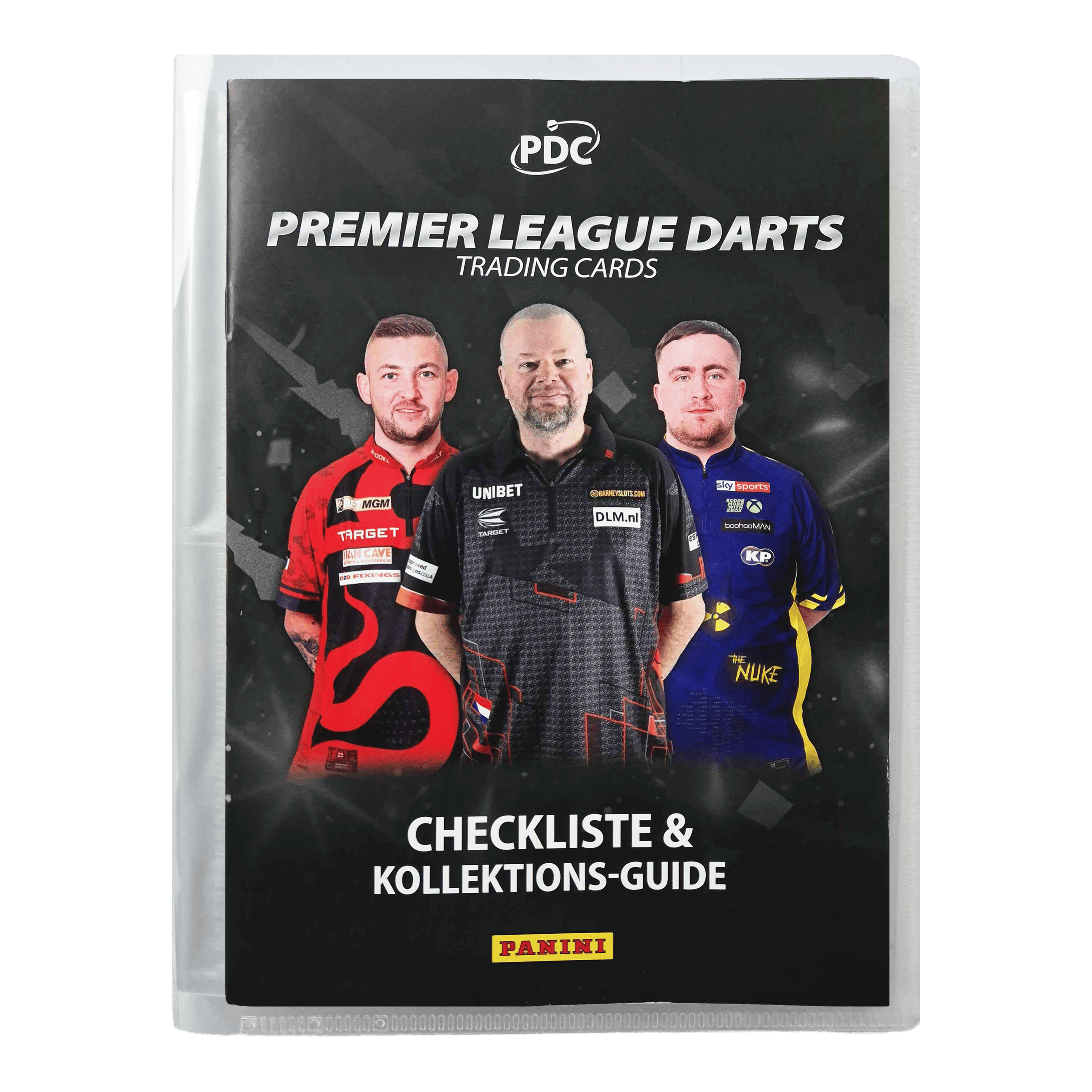 Panini Premier League Darts 2025 – segregator kolekcjonerski Der Panini Premier League Darts 2025 Sammelordner ist auf dem Bild zu sehen. Der Ordner wird für das Sammeln und Aufbewahren von Darts-Stickern verwendet.
