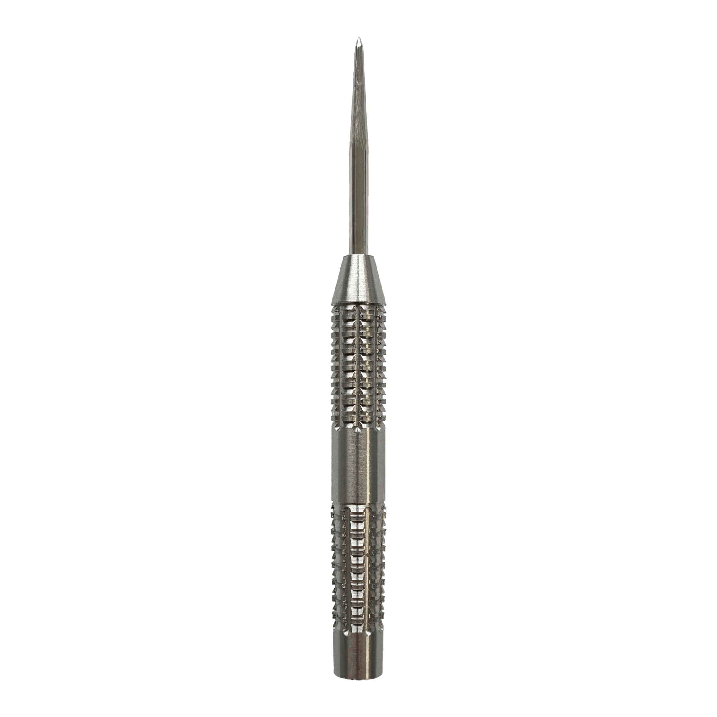 Lufy McDart SilverGrip Steeldart Das Bild zeigt einen McDart SilverGrip Steeldart Barrel. Der Dart ist aus Metall und hat eine strukturierte Grifffläche für besseren Halt.