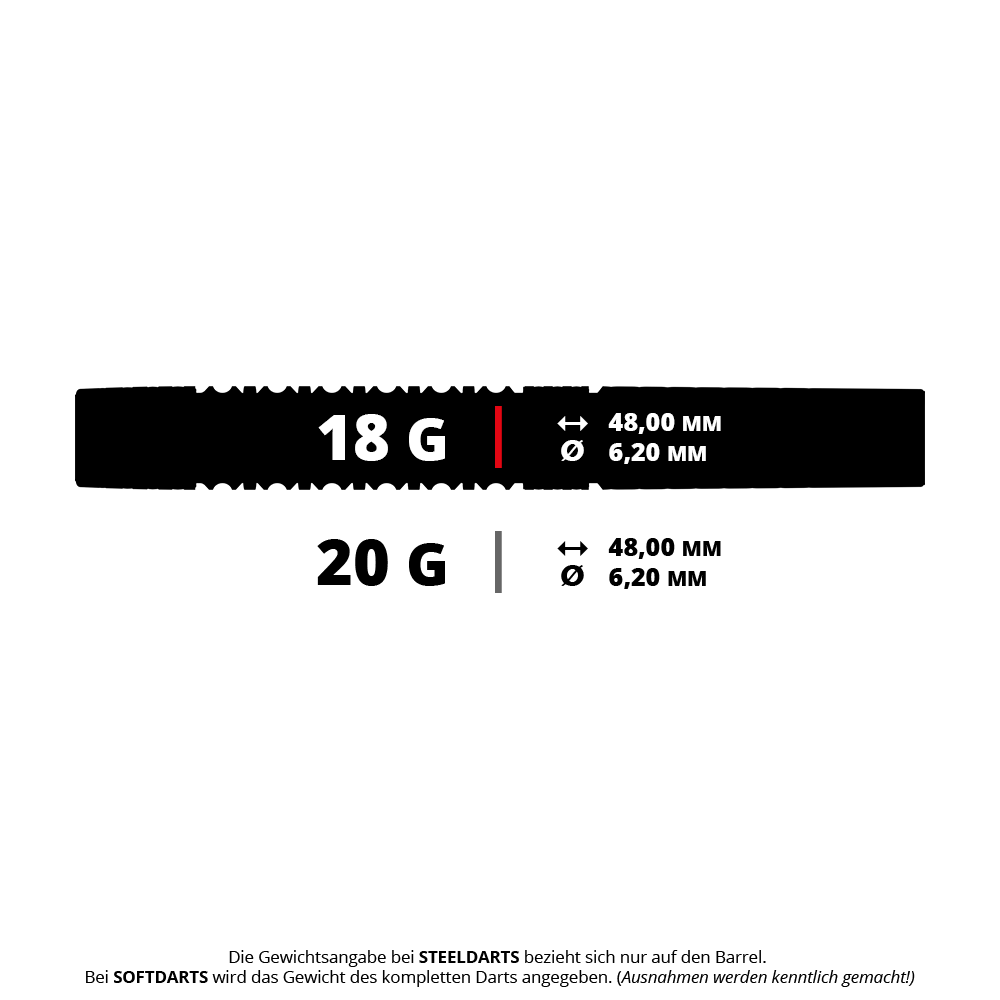 Targetuj w miękkie rzutki Raymond Van Barneveld GEN6 Ein Bild von Softdarts. Dies ist das Modell Target Raymond Van Barneveld GEN6 mit 18 Gramm.