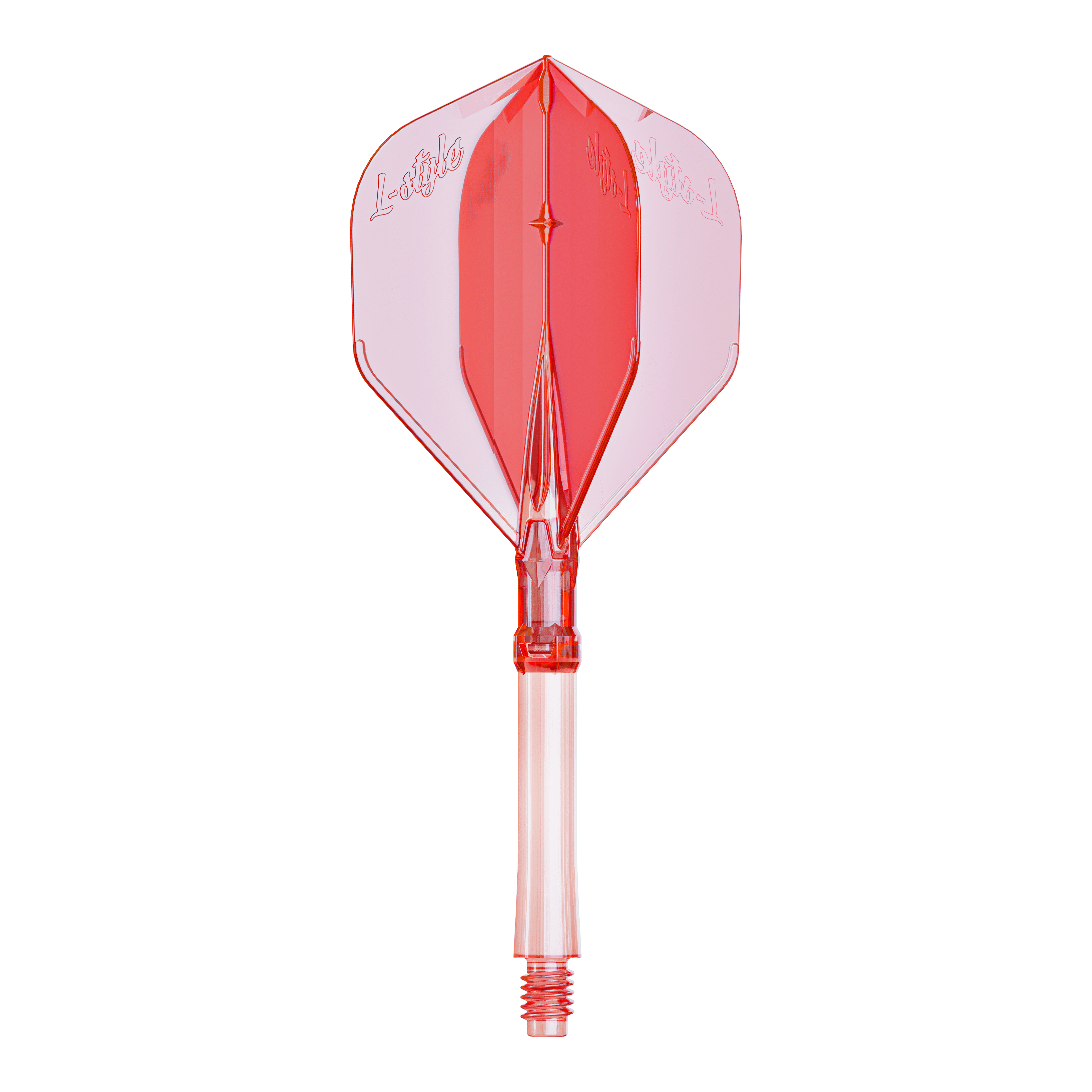 Große Dart-Flights in klarem Rot, vermutlich für den Systemtyp L. Diese Flights eignen sich zum Austausch oder Aufrüsten von Darts.