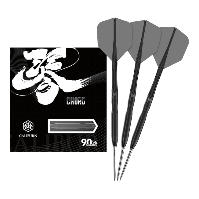 Lotki stalowe Caliburn Chord C1 - 21,5 g Dieses Bild zeigt den Caliburn Chord C1 Steeldart mit 21,5g in voller Länge. Der Pfeil ist klar und detailliert dargestellt.
