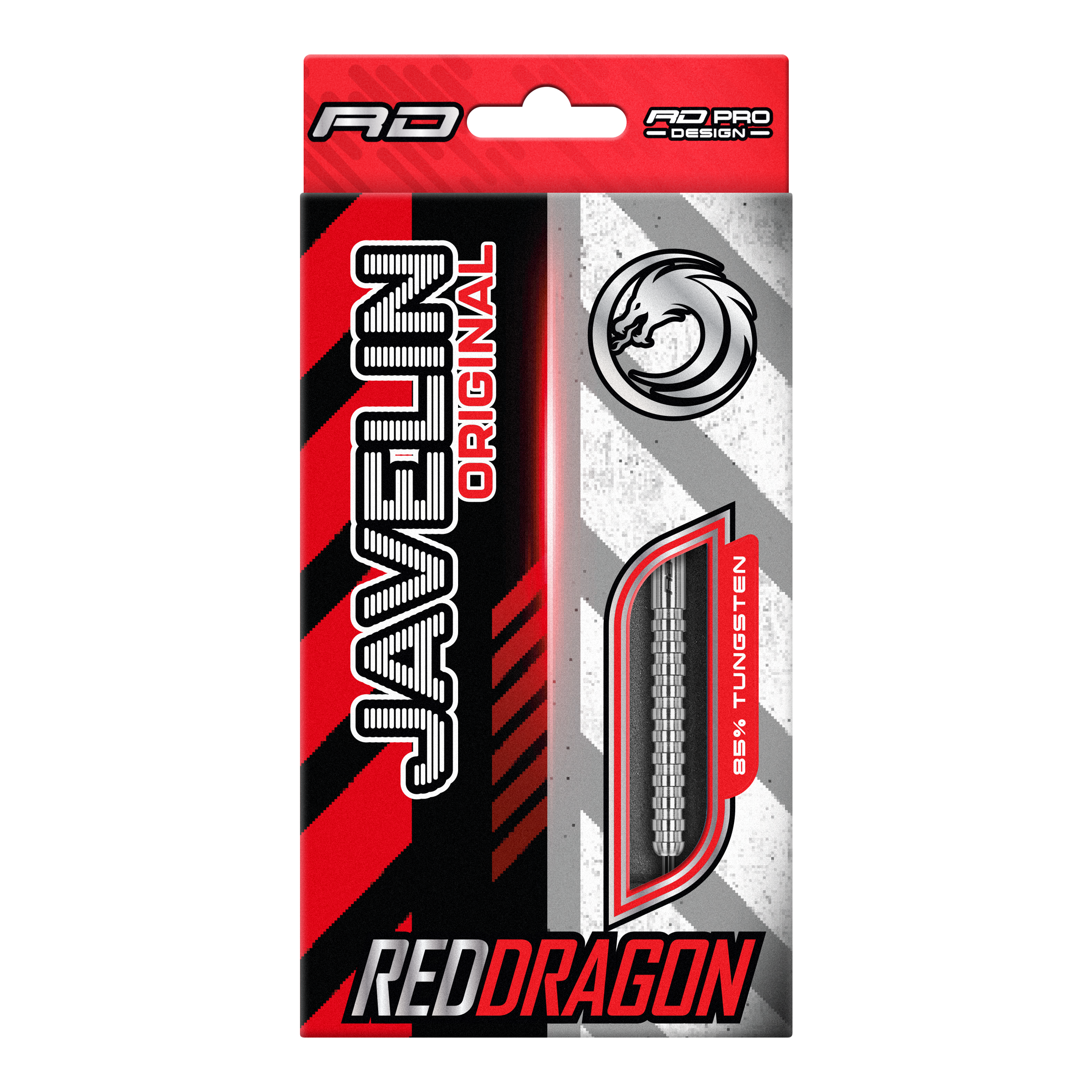 Auf dem Bild sind die Red Dragon Javelin Steeldarts zu sehen. Diese Darts sind für Präzision und Leistung bekannt.