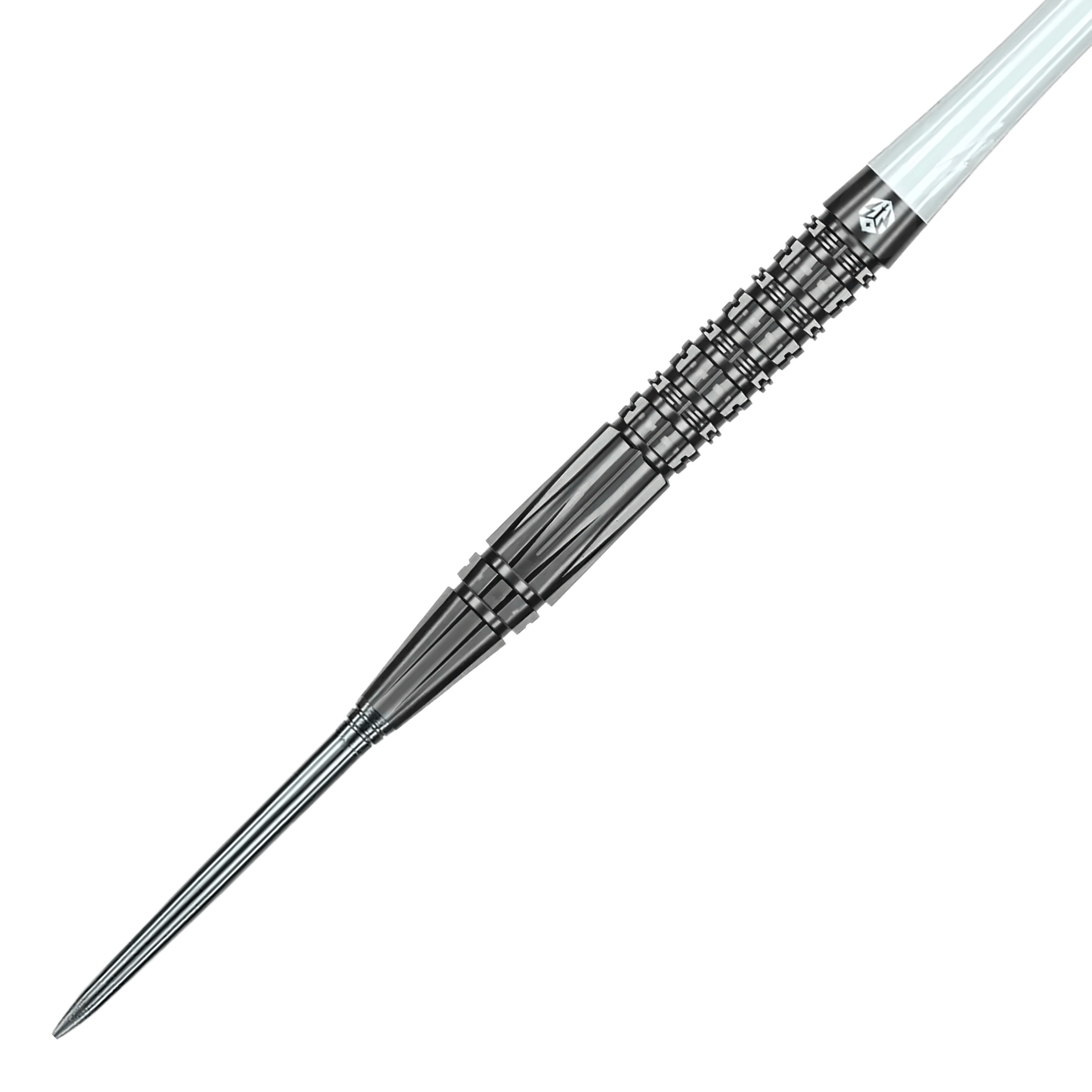 Die Abbildung zeigt die Caliburn Prisma P2 Steeldarts mit einem Gewicht von 20,5g. Das Produkt eignet sich ideal für Steeldartspieler.