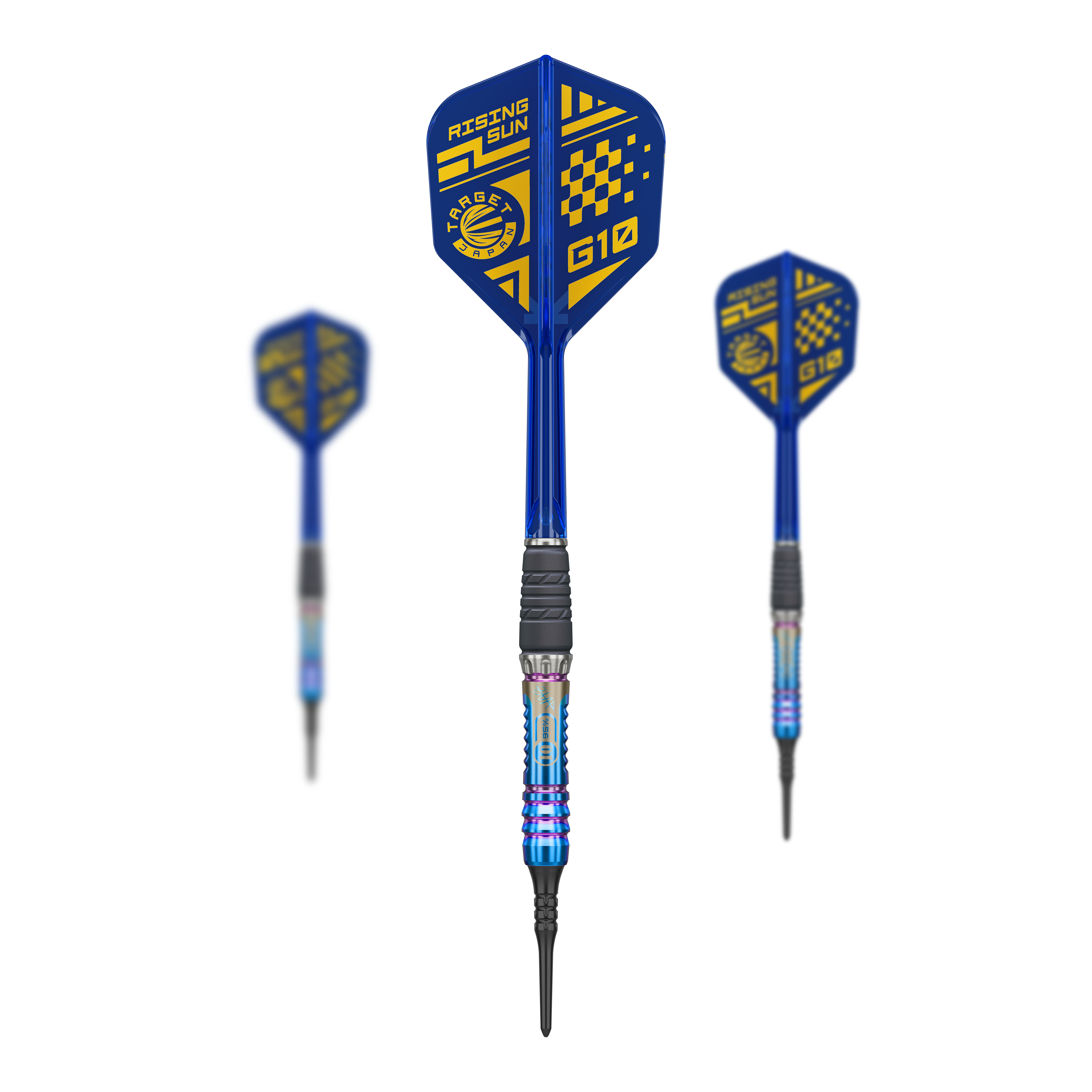Miękkie lotki Target Japan Rising Sun GEN10 - 21,5 g Auf dem Foto ist das Set Target Japan Rising Sun GEN10 Softdarts - 21,5g zu sehen. Das Set enthält mehrere hochwertige Dartpfeile.