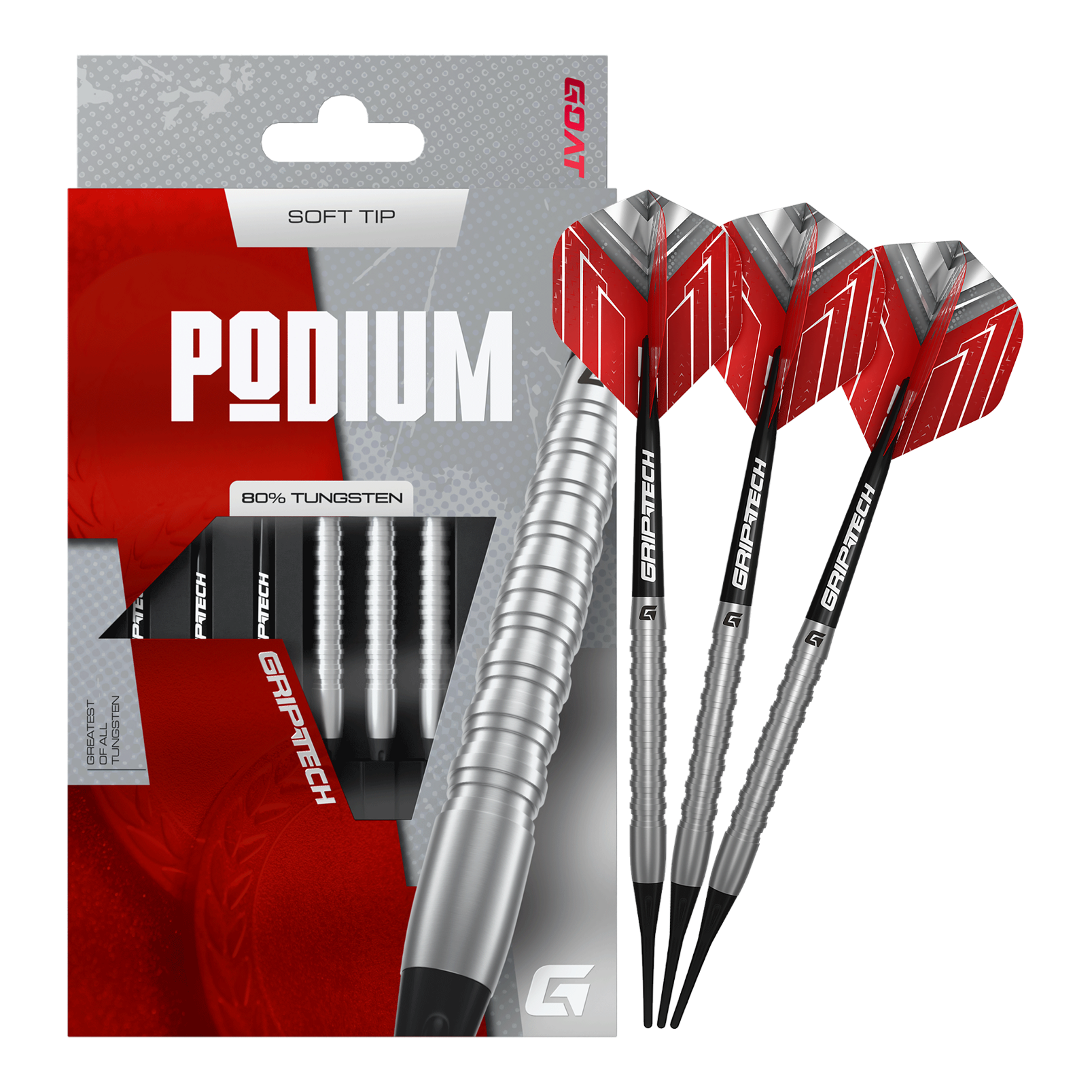 Miękkie lotki GOAT Podium Silver - 18g Zu sehen sind die GOAT Podium Silver Softdarts mit einem Gewicht von 18g. Die Darts sind in Silber gehalten und für den Softdartbereich konzipiert.