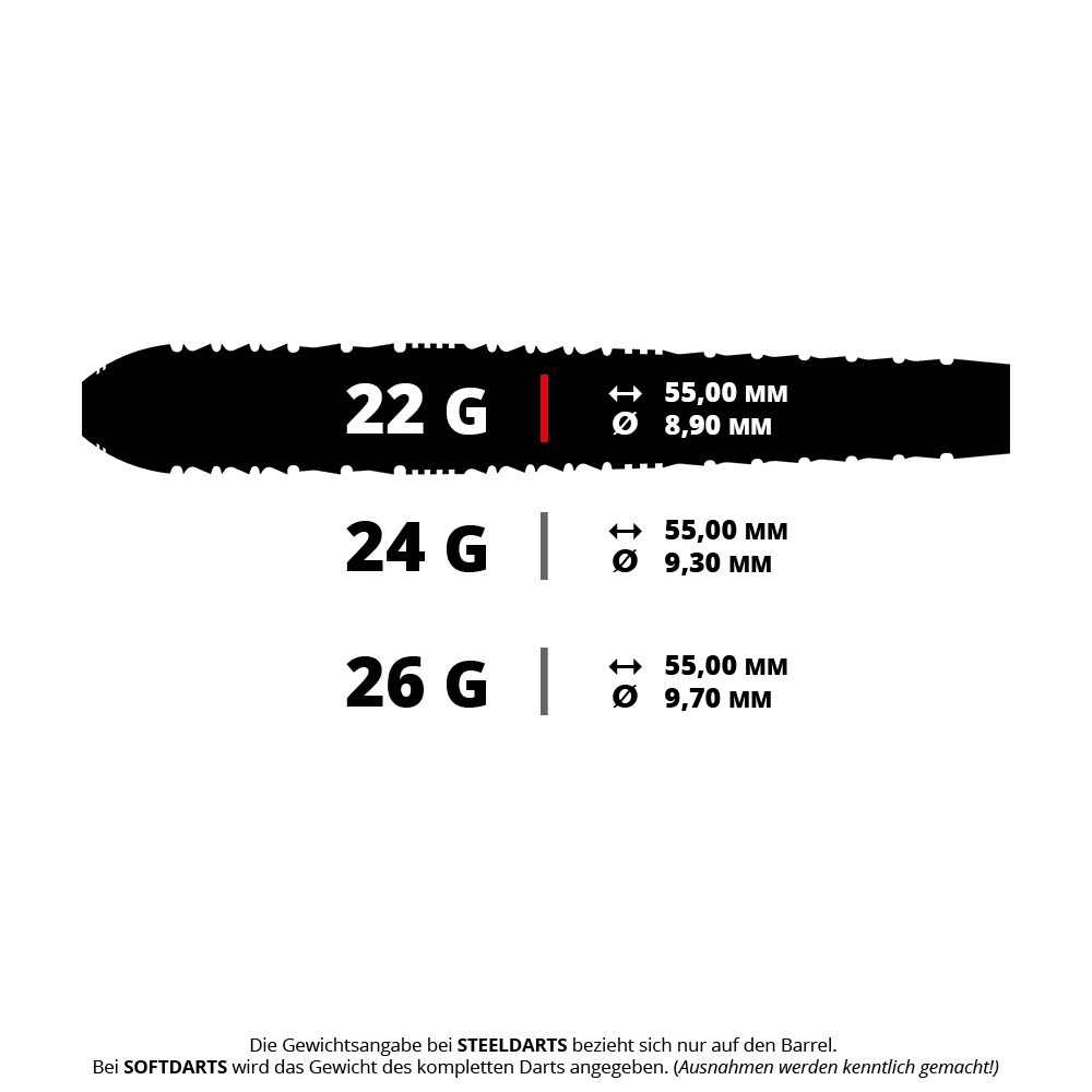 Harrows Heavy Metal Ryan Searle Mosiężne stalowe lotki Das Bild zeigt einen Harrows Heavy Metal Ryan Searle Steeldart mit 22 Gramm. Es handelt sich um ein hochwertiges Dartprodukt für Präzisionswürfe.