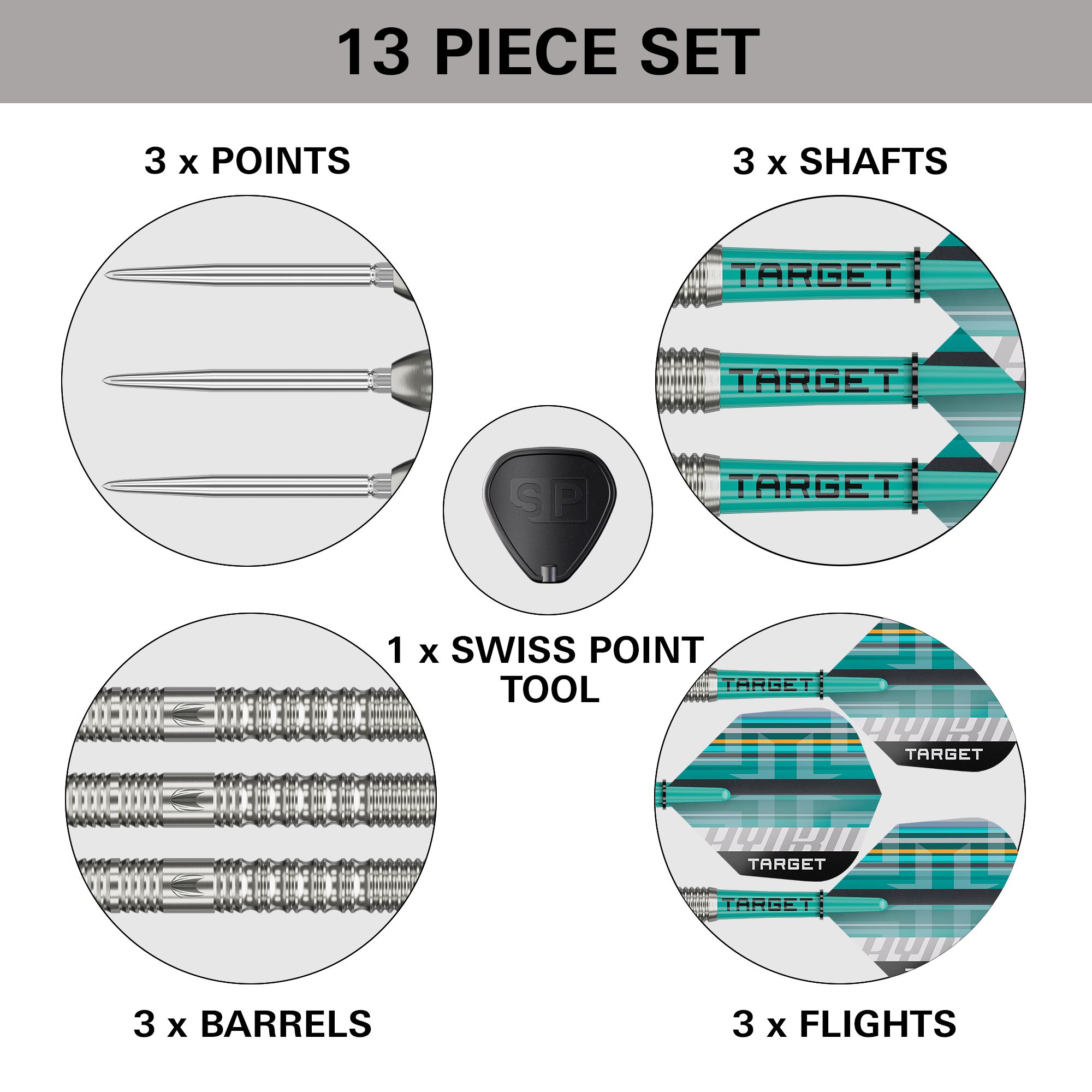 Target Hydro 01 Swiss Point Steeldarts Abgebildet ist das Produkt Target Hydro 01 Swiss Point Steeldarts. Die Steeldarts sind detailreich dargestellt.