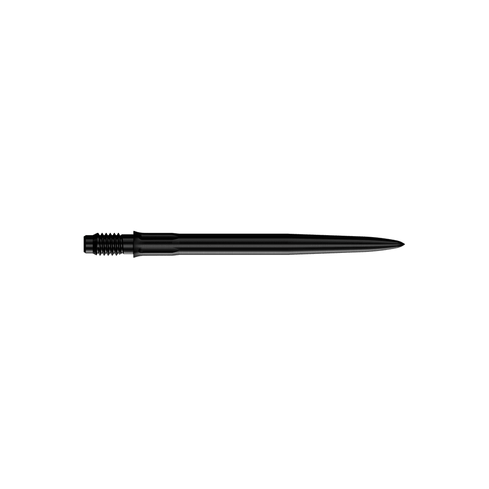Końcówki do lotek Mission R2.5 Rapid Point SM1 – czarne Das Bild zeigt schwarze Dartspitzen mit einer Länge von 30 mm. Es sind zwei Spitzen abgebildet.