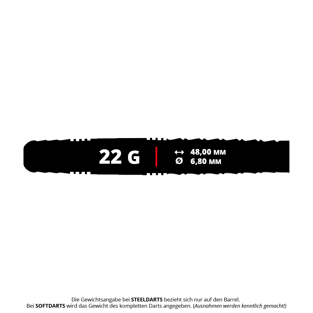 Lotki stalowe Caliburn Wolfpack W6 - 22g Abgebildet ist der Caliburn Wolfpack W6 Steeldart mit 22g Gewicht. Dieser Dart zeichnet sich durch sein modernes Design und hochwertige Verarbeitung aus.
