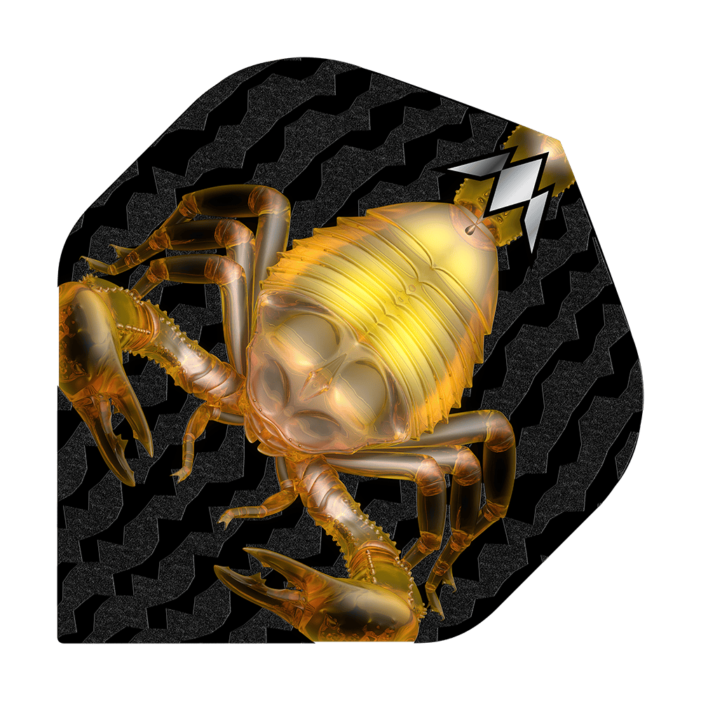 Misja Solo Scorpion nr 2 Standardowe loty Das Bild zeigt das Produkt "Mission Solo Scorpion No2 Standard Flights" mit einer goldenen Skorpion-Grafik. Der Hintergrund ist schwarz mit einem wellenförmigen Muster.