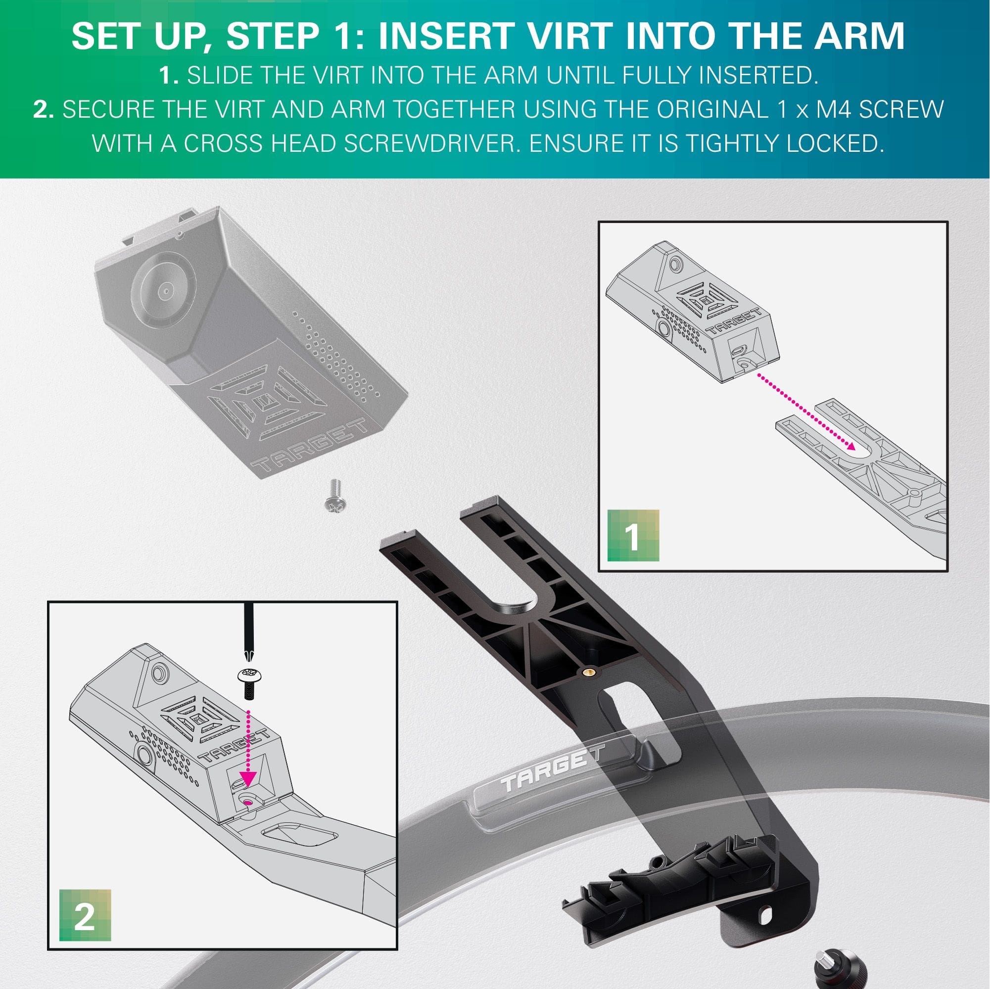 Ramię kamery Target OMNI VIRT Abgebildet ist der Target OMNI VIRT Kamera Arm. Der Kameraarm dient zur Befestigung und Positionierung einer Kamera für den Dartsport.