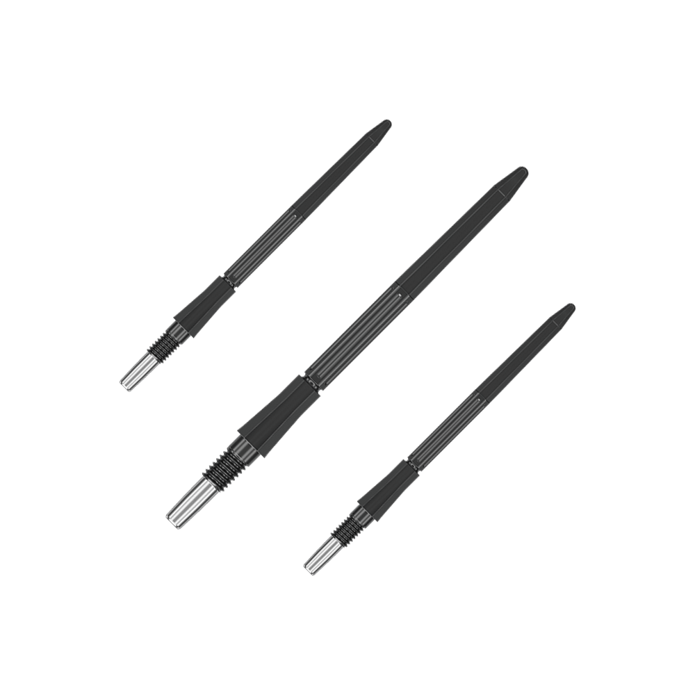 Das Bild zeigt ein Set schwarzer Dartspitzen. Die Dartspitzen sind jeweils 35 mm lang.