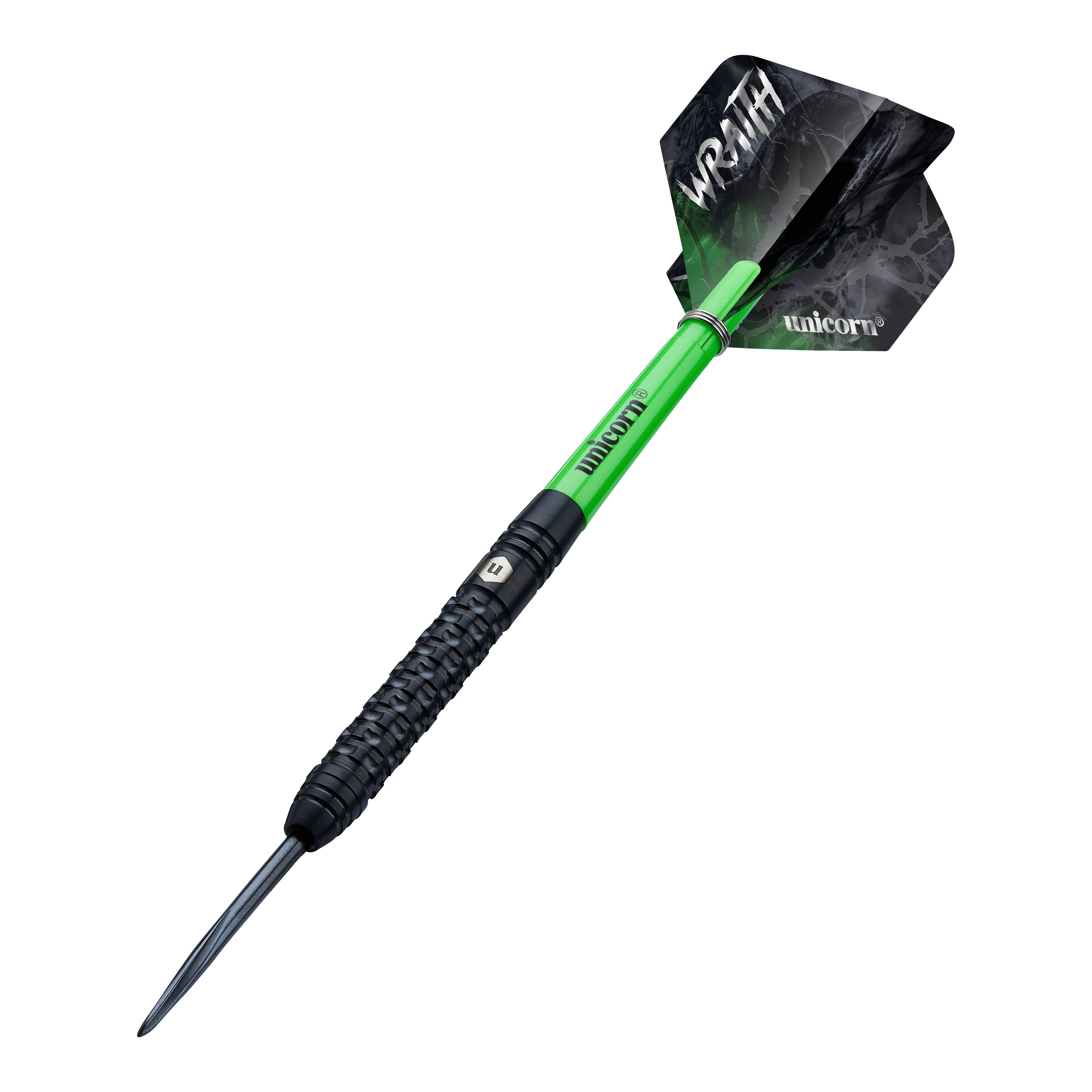 Stalowe lotki Unicorn Wraith Mehrere Unicorn Wraith Steeldarts liegen eng nebeneinander. Details der Oberfläche zeigen sich deutlich.
