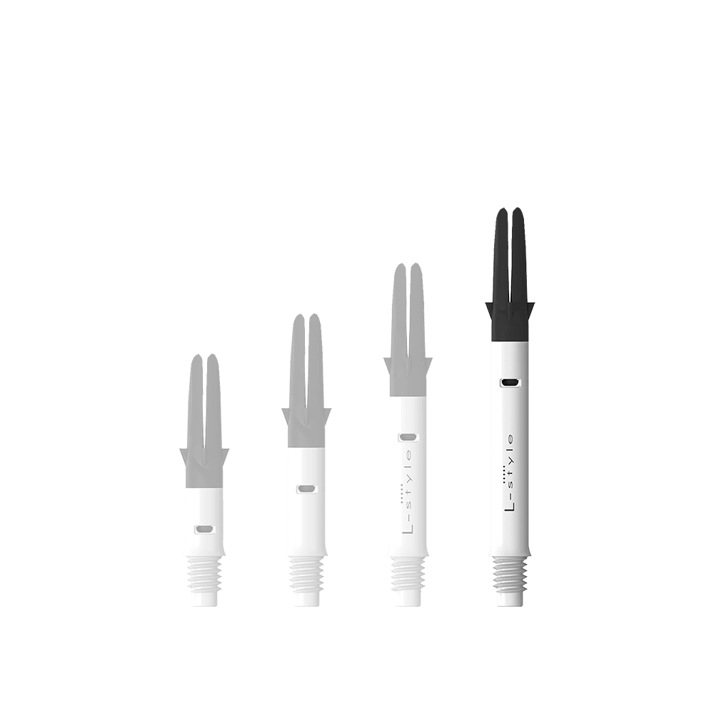 Wałek L-L-Style-Shaft Carbon Silent Straight - biały Das Bild zeigt den L-Style L-Shaft Carbon Silent Straight in Weiß, Modell 330. Der Artikel ist ein stabiler Schaft für Dartpfeile.