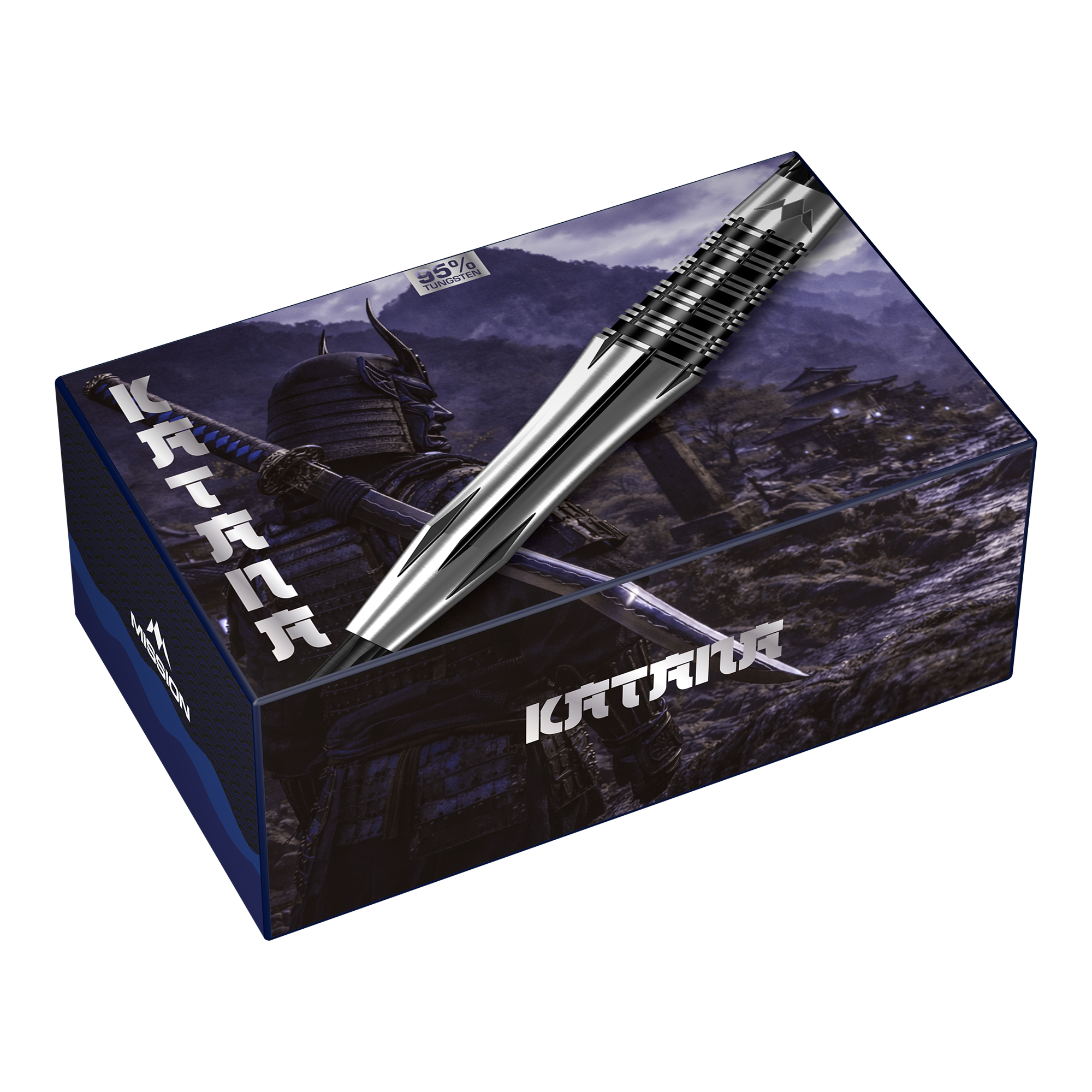 Lotki stalowe Mission Katana Mission Katana Steeldarts sind auf dem Foto zu sehen. Es zeigt das Aussehen der Steeldarts klar und deutlich.