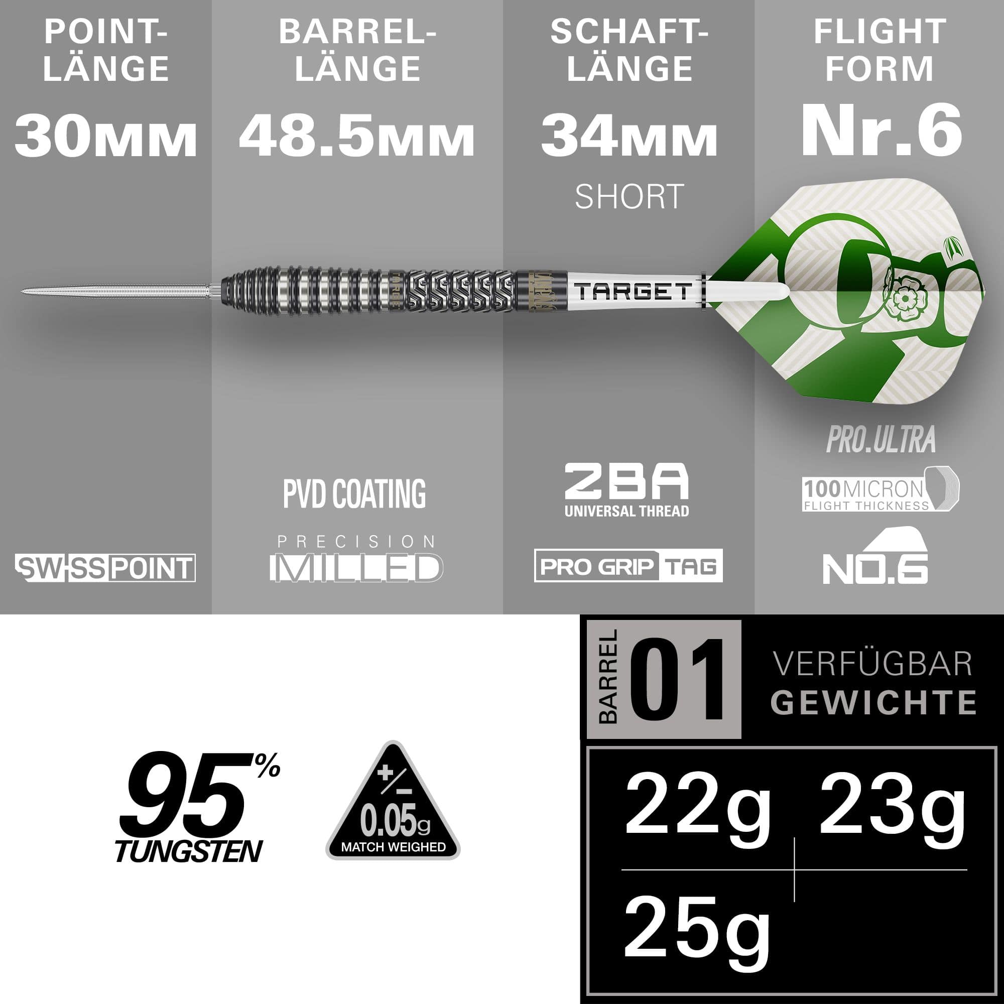 Stalowe lotki Target Charlie Manby Swiss Points Hier sind die Target Charlie Manby Swiss Points Steeldarts dargestellt. Das Design ist modern und bietet eine gute Griffigkeit.