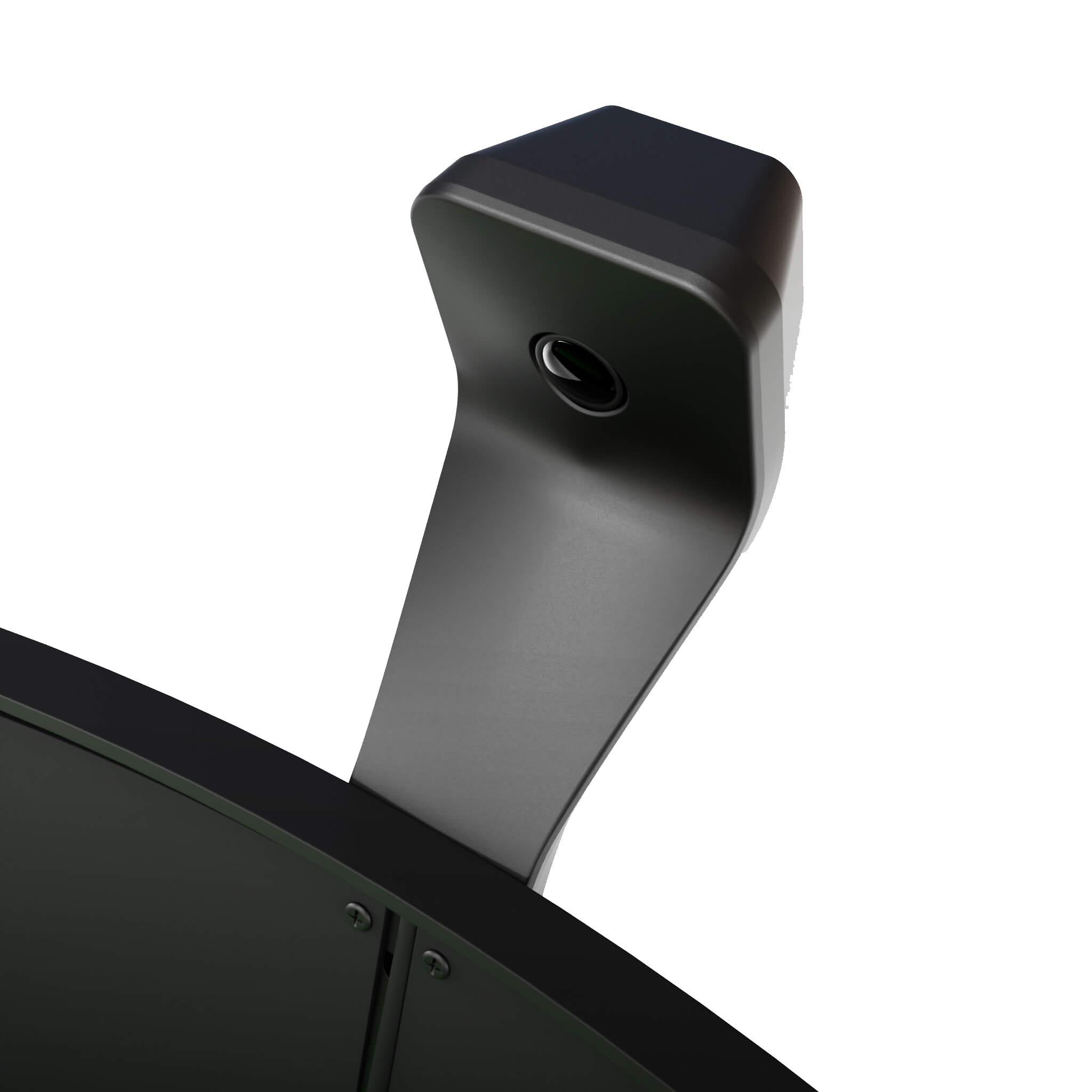 Elektroniczny system autopunktacji Scolia Home 2 z pierścieniem świetlnym 2026 Das Bild zeigt einen Teil des Scolia Home 2 Electronic Score Systems mit Beleuchtungsring. Zu sehen ist ein schwarz-graues, modernes Kameraelement, das über einem runden Gerät befestigt ist.