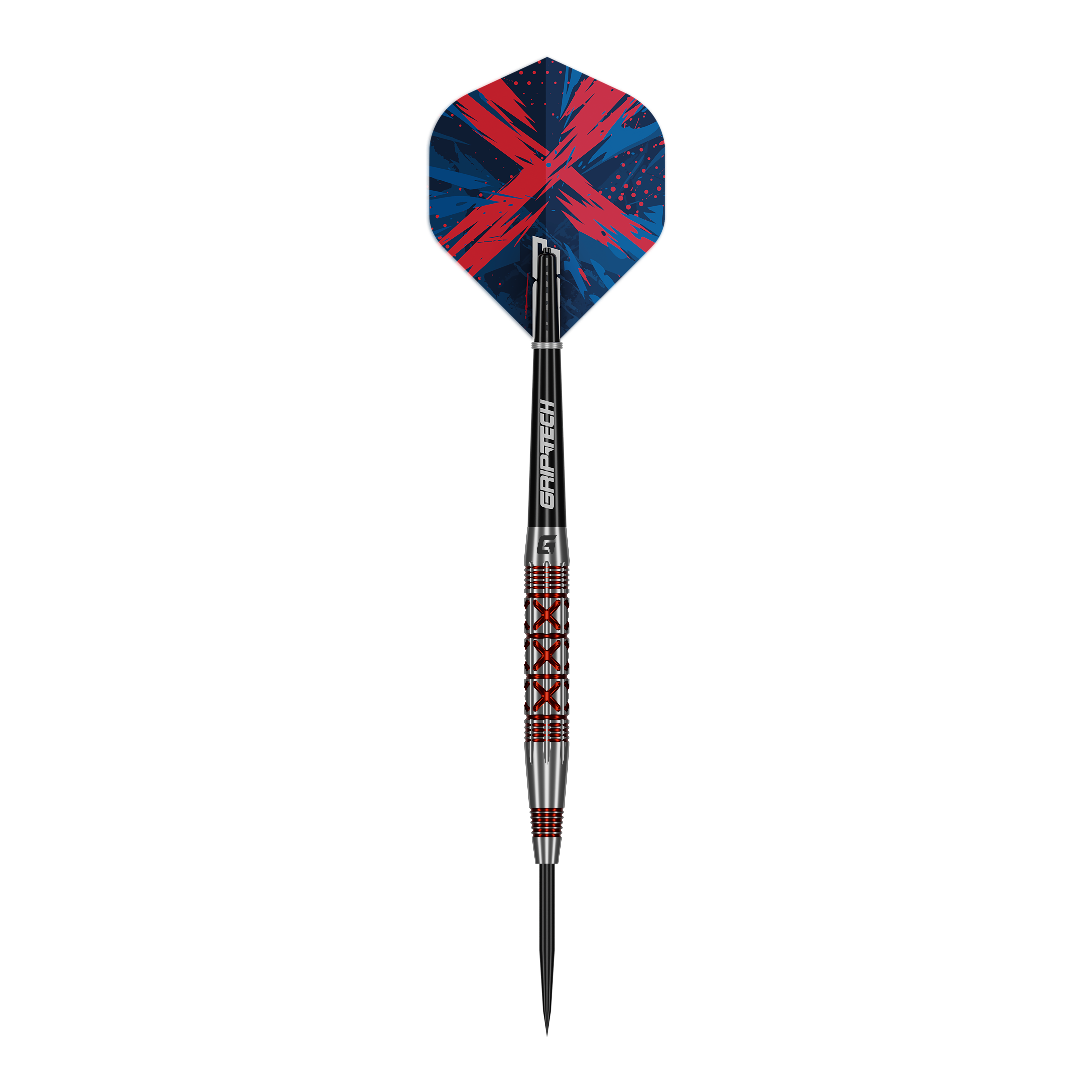 Abgebildet ist einer der GOAT Strikes Steeldarts. Der Dart ist schlank und aus Metall gefertigt.