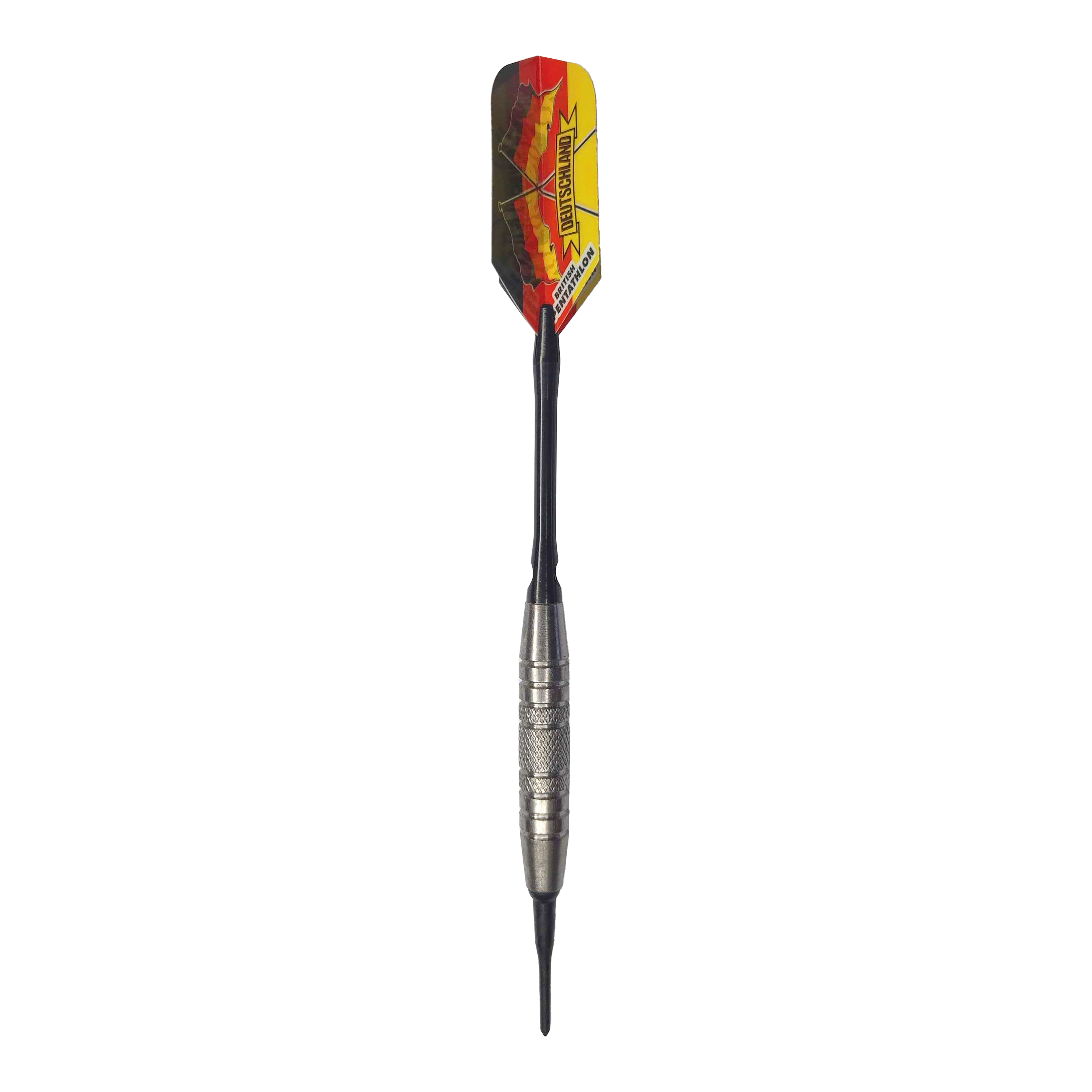 Lotki McDart 85 Tungsten V6 Soft Darts - 16g Dies ist ein Softdart des Modells "McDart 85er Tungsten V6" mit einem Gewicht von 16g. Der Dartpfeil hat eine rot-gelbe Flight mit der Aufschrift "DEUTSCHLAND".