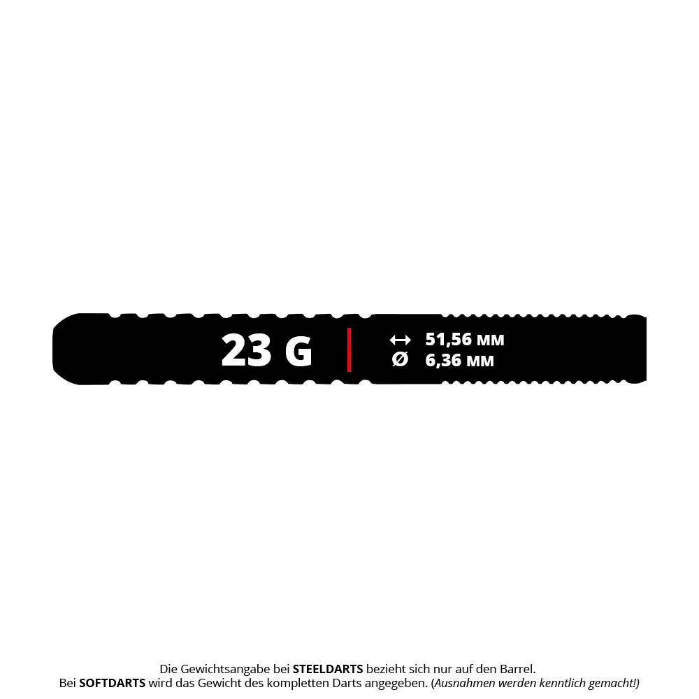 Red Dragon Bullhitters V1 Steeldarts - 23g Red Dragon Bullhitters V1 Steeldarts - 23g, dargestellt auf dem Bild. Der Dartpfeil wiegt 23 Gramm und eignet sich für Steeldartspiele.