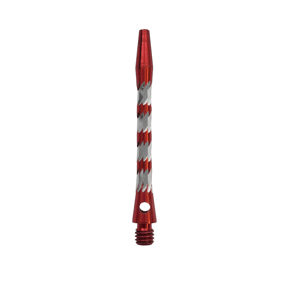 Aluminiowe wałki Bulls NL Minor - czerwone - 46 mm Bulls NL Minor Aluminium Shafts in Rot, 46 mm lang. Das Bild zeigt einen roten Aluminiumschaft für Dartpfeile.