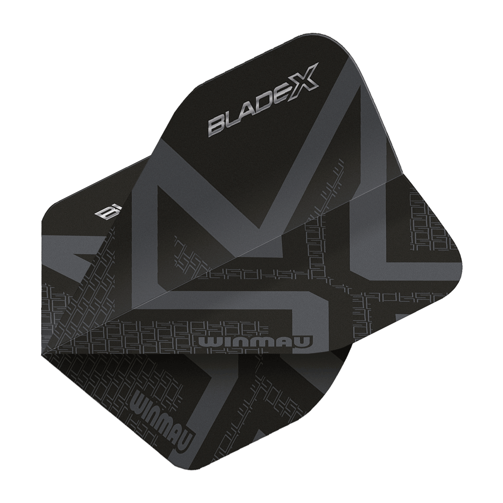 Winmau Prism Delta Blade X Metallic Black No2 Standardowe lotki Winmau Prism Delta Blade X Metallic Black No2 Standard Flights wird gezeigt. Ein Dartflugblatt in metallischem Schwarz, Standardgröße Nummer 2.