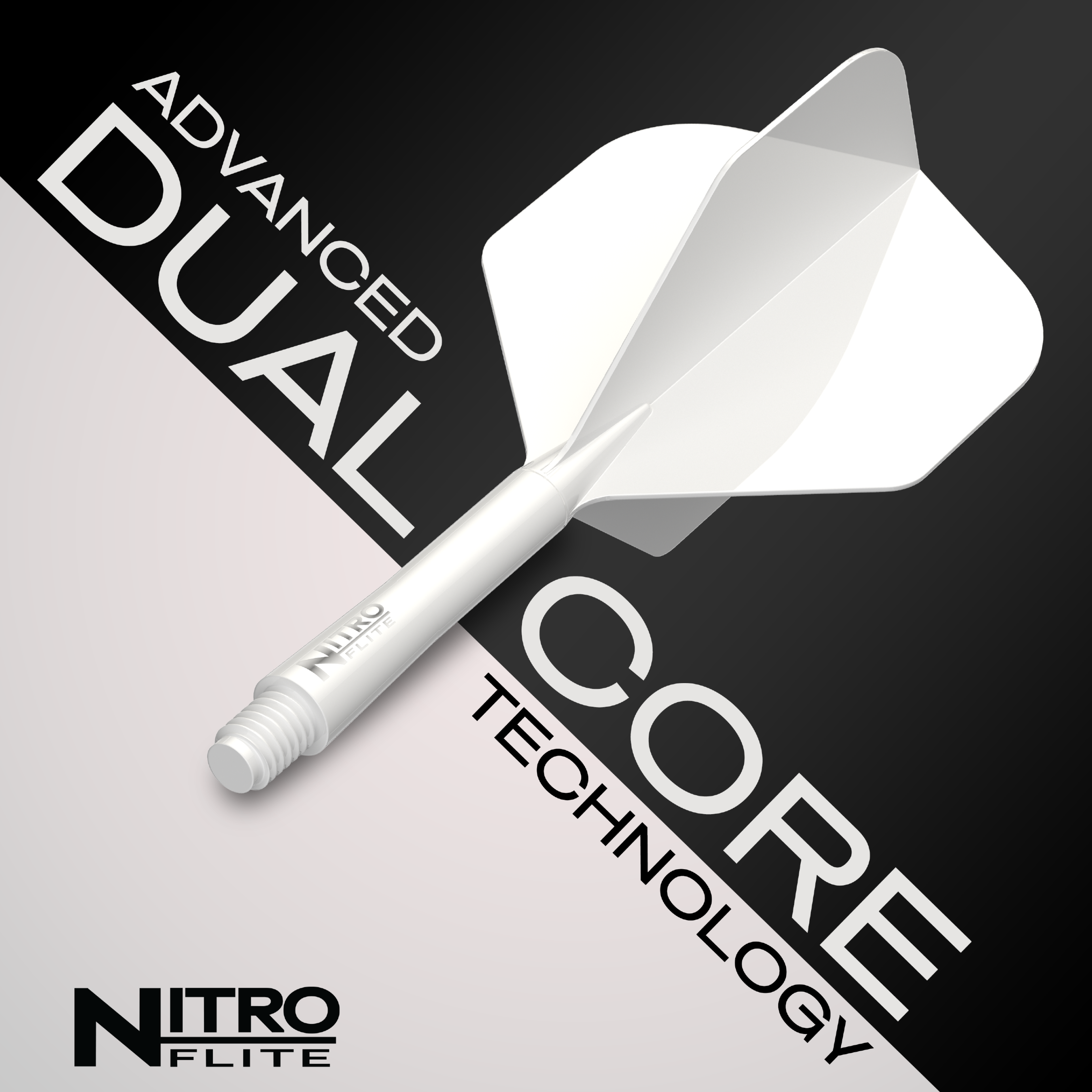 Abgebildet ist der Red Dragon Nitroflite White Shaft White Flights No2. Der Artikel besteht aus weißen Dartflights mit weißem Schaft.