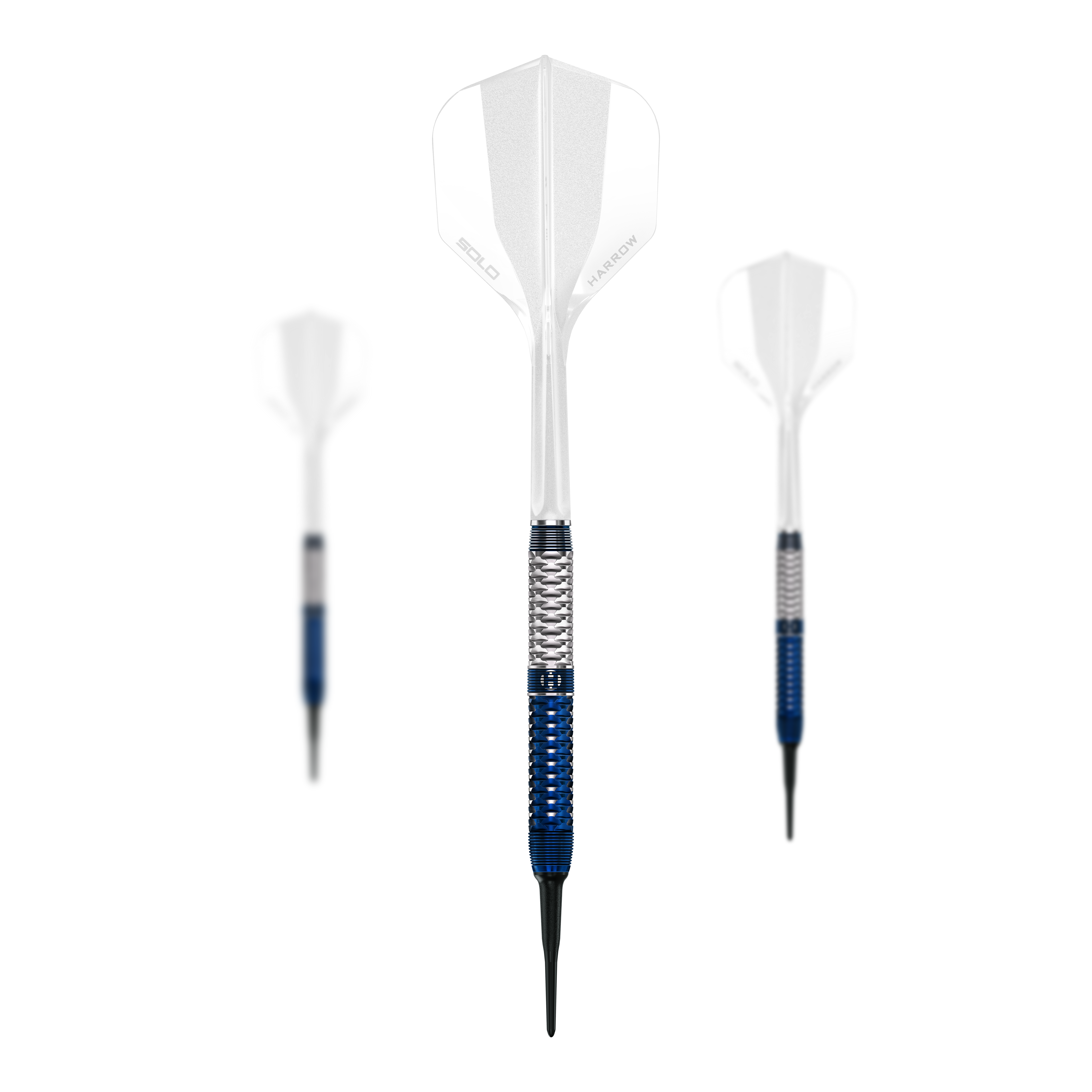 Hier sind die Harrows GEO Parallel Softdarts als Set abgebildet. Das Set eignet sich ideal für Einsteiger und fortgeschrittene Spieler.