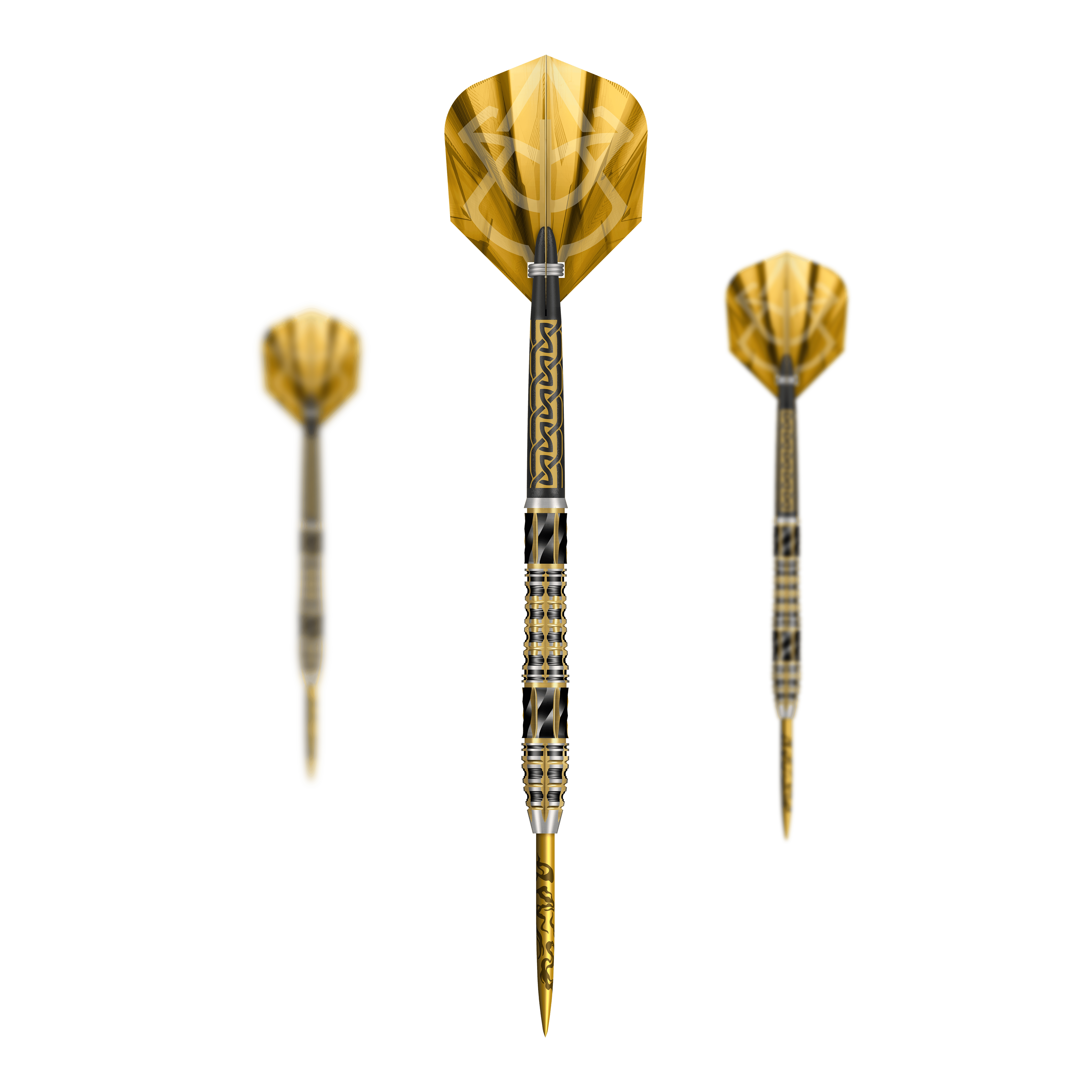 Shot Alchemy Auro Steeldarts Auf dem Bild sind die Shot Alchemy Auro Steeldarts als komplettes Set abgebildet. Das Set unterstreicht die besondere Gestaltung der Steeldarts.