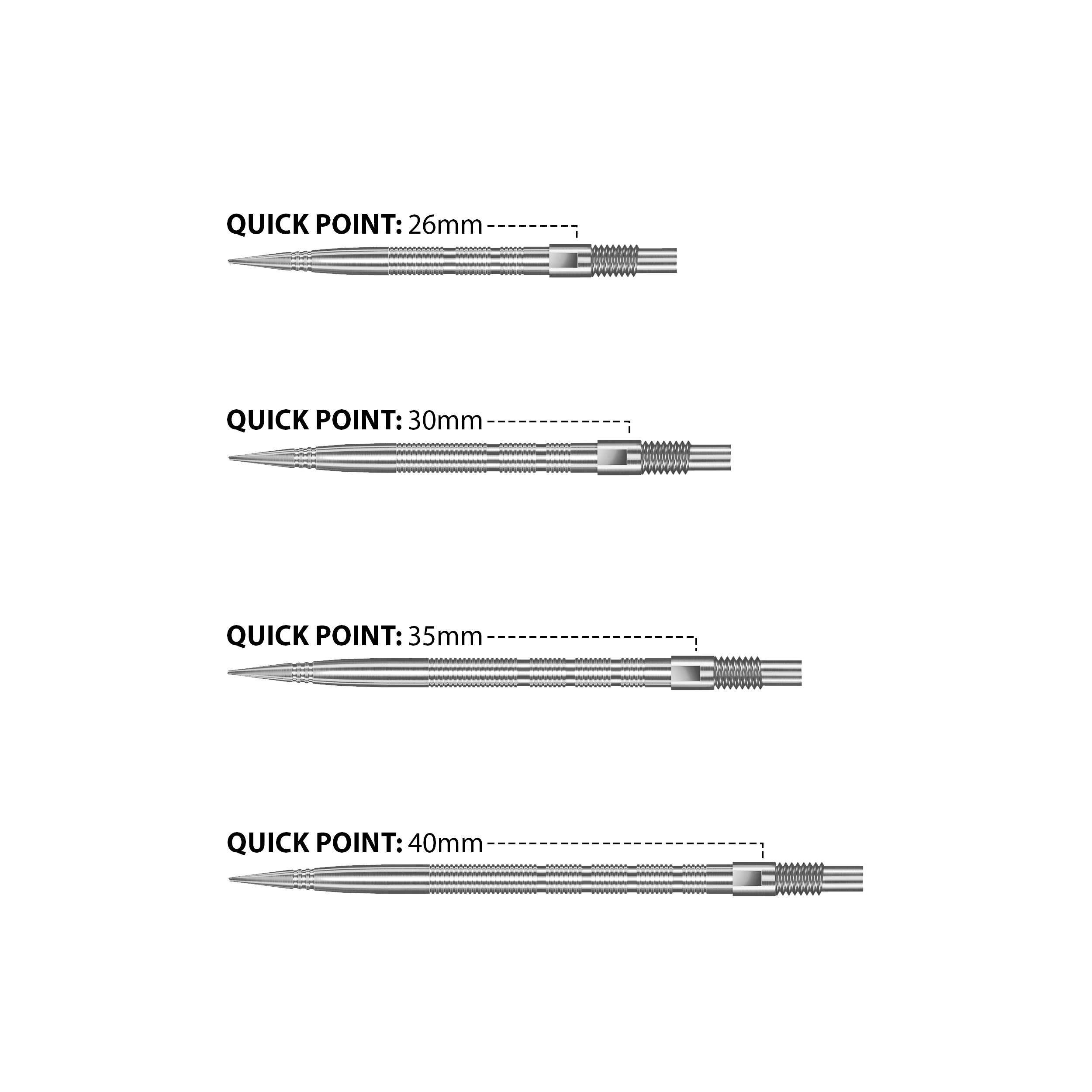 Końcówki do lotek Harrows Quick Point Micro Ridge – srebrne Hier sind Harrows Quick Point Micro Ridge Dartspitzen in Silber zu sehen. Sie haben eine gerillte Oberfläche für besseren Halt.