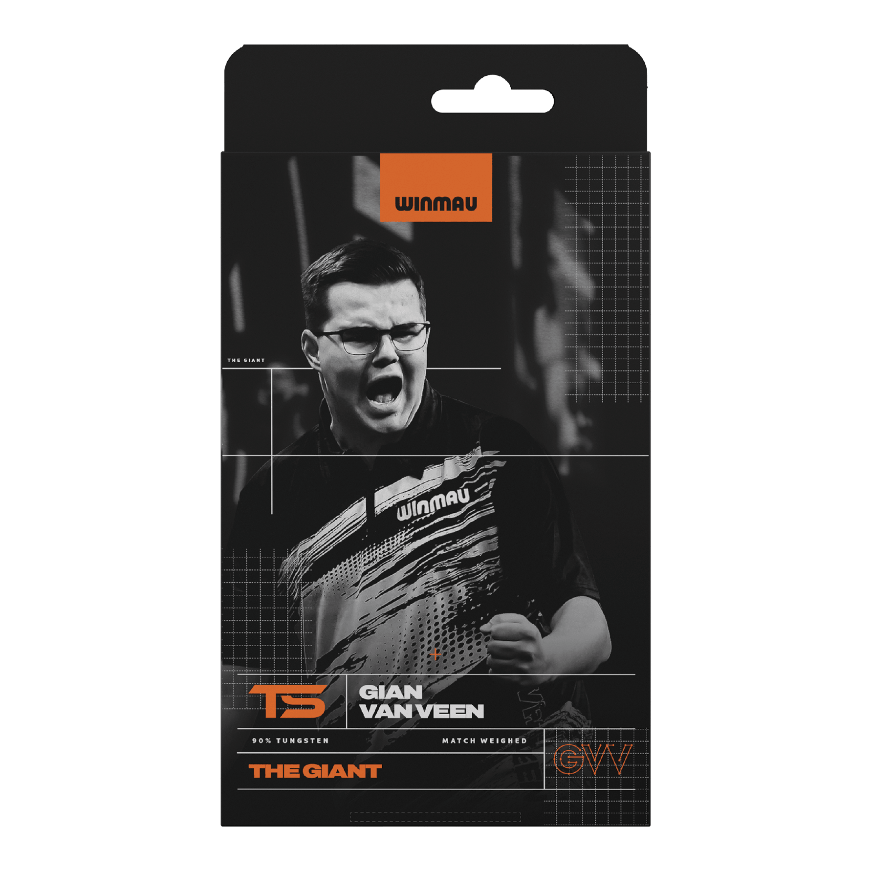 Miękkie rzutki Winmau Gian Van Veen TS - 18g Abgebildet sind Winmau Gian Van Veen TS Softdarts, 18g. Die Darts sind einzeln aufgereiht zu sehen.