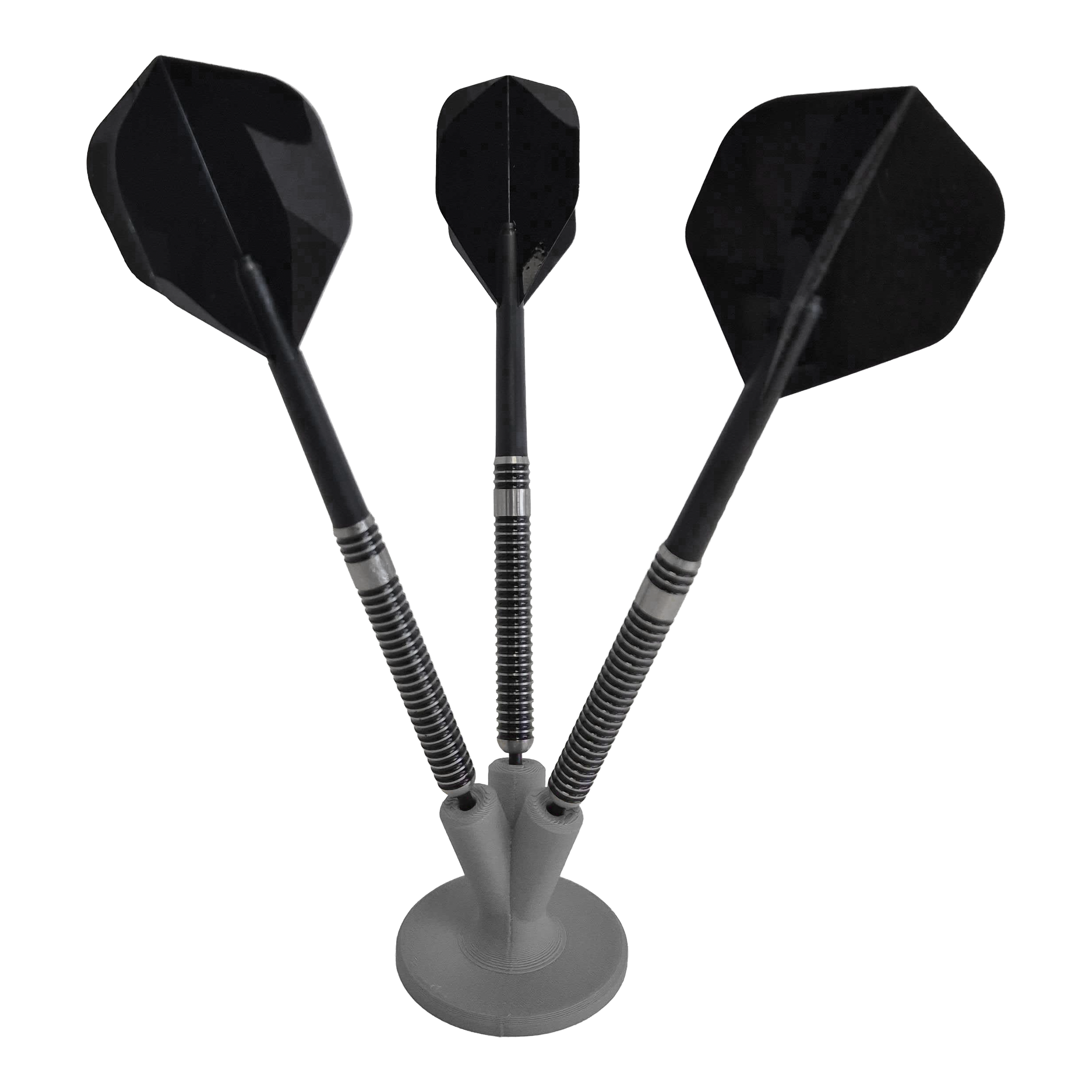 Das Bild zeigt einen kompakten Dart-Halter in Grau. Ein funktionales Zubehörteil für Dartspieler.