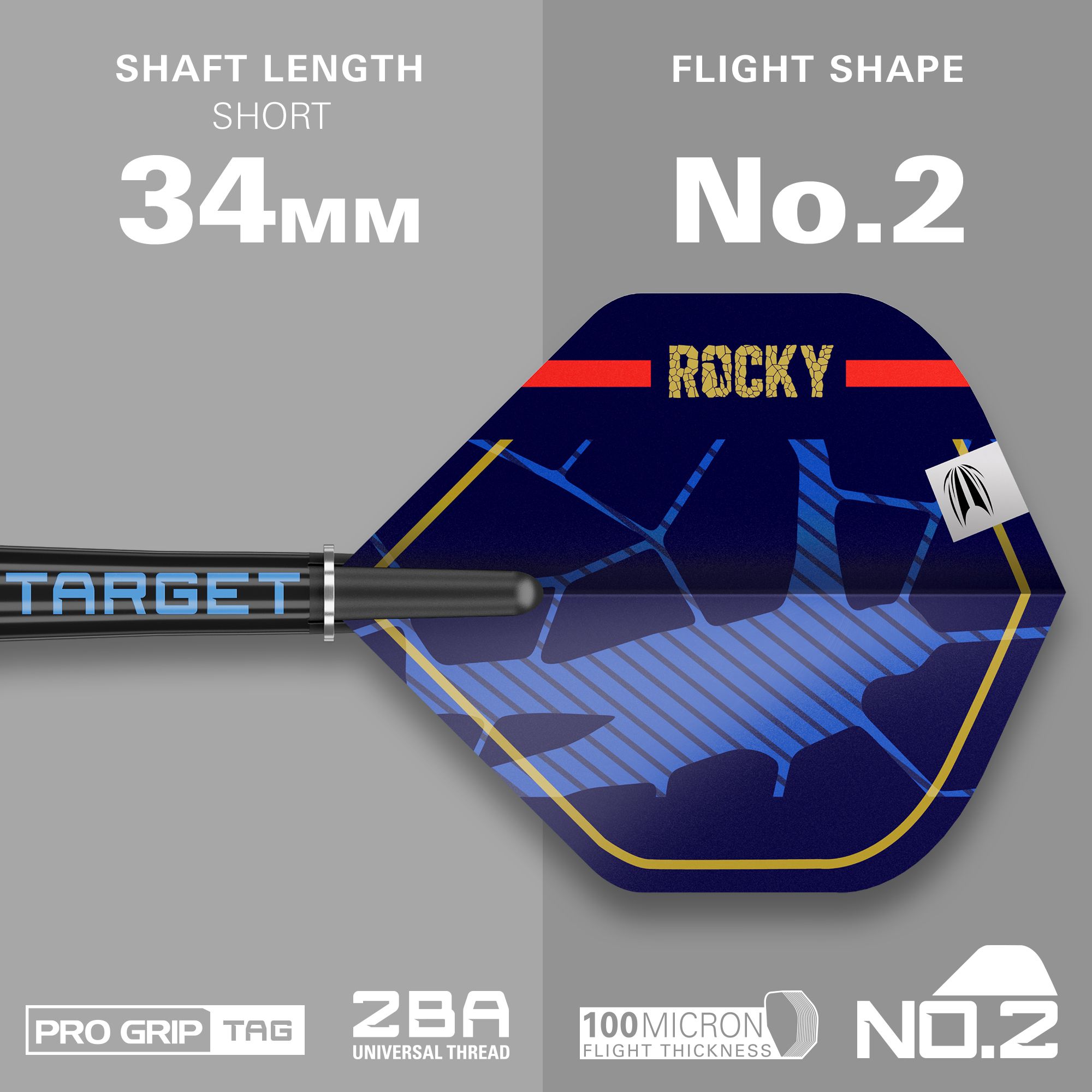 Target Josh Rock GEN1 Miękkie lotki - 20g Das Bild zeigt einen Softdart aus der Serie "Target Josh Rock GEN1" mit einem Gewicht von 20g. Der Schaft ist 34 mm lang und der Flight hat die Form Nr. 2.