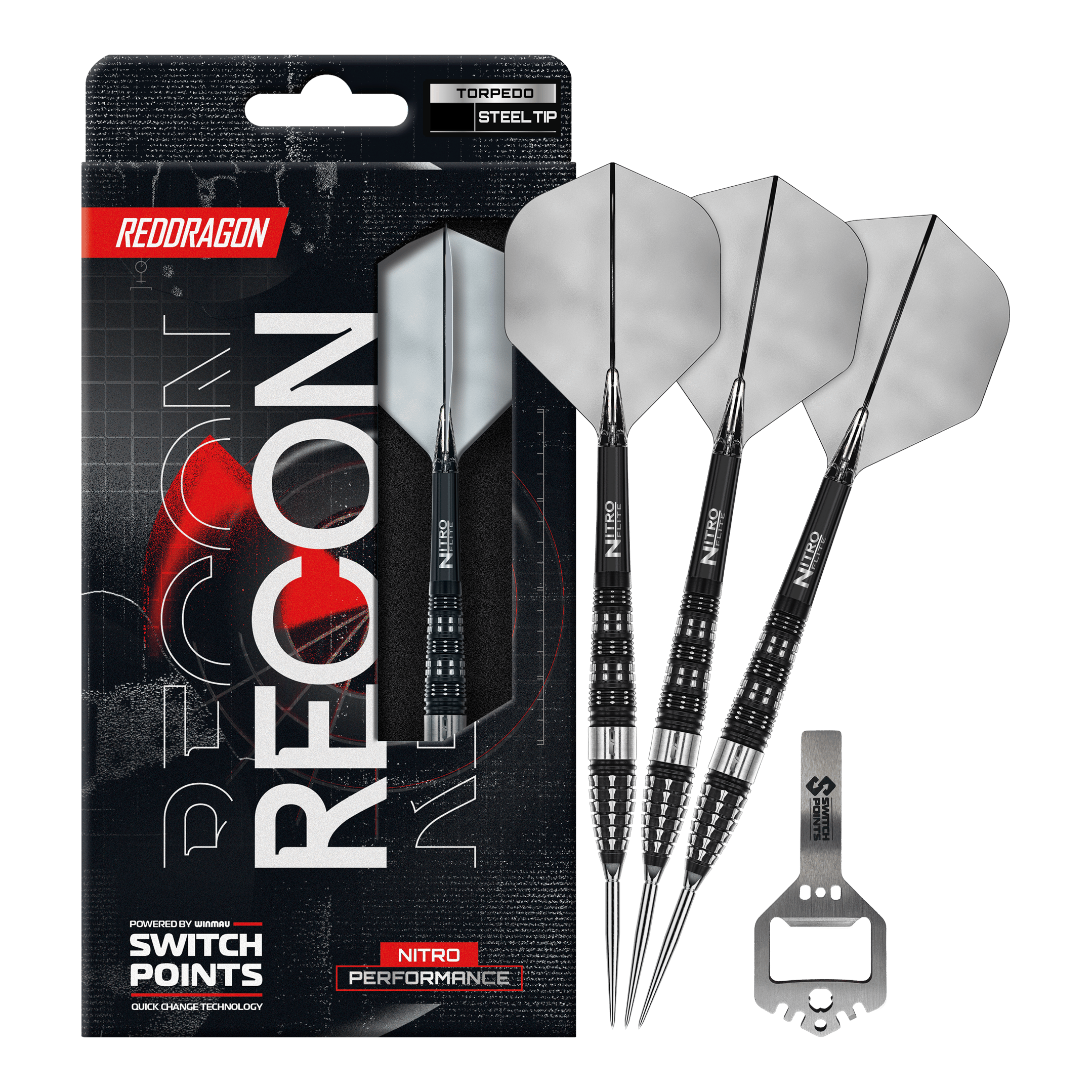 Strzałki stalowe Red Dragon Recon Torpedo Abgebildet sind die Red Dragon Recon Torpedo Steeldarts mit 23g Gewicht. Diese Steeldarts zeichnen sich durch ihre spezielle Form und hohe Präzision aus.