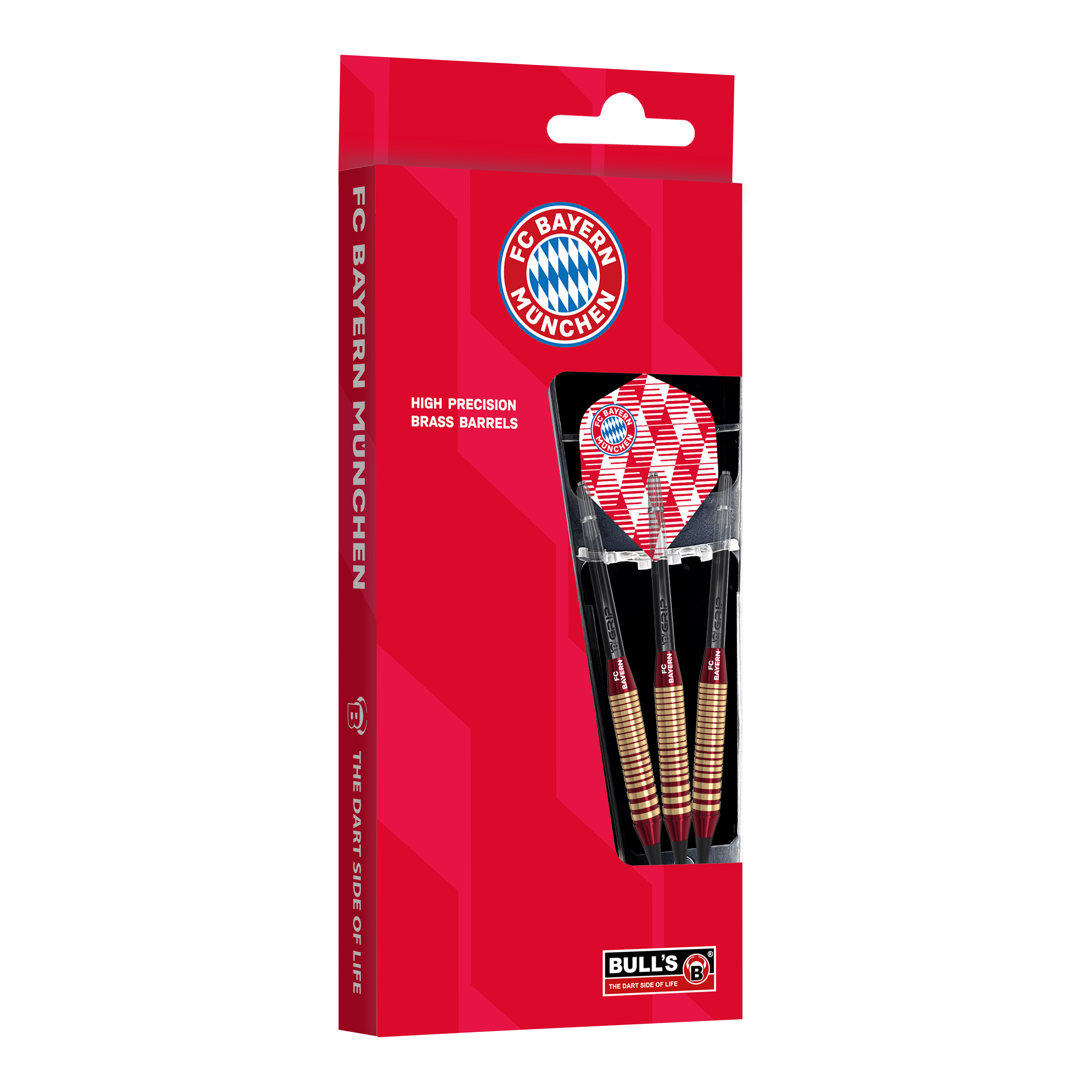 Bulls FC Bayern Munich Brass Soft Darts - 18g Abgebildet sind die Bulls FC Bayern München Brass Softdarts mit 18g Gewicht. Sie eignen sich für Softdart-Spiele und tragen das Vereinsdesign.