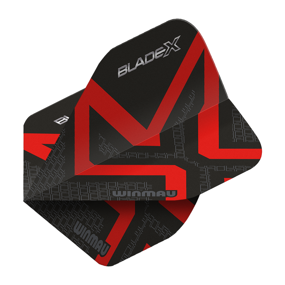 Winmau Prism Delta Blade X Metallic Red No2 Standard Flights Hier sieht man den Winmau Prism Delta Blade X Metallic Red No2 Standard Flight. Das Produkt ist rot und wird für Dartpfeile verwendet.