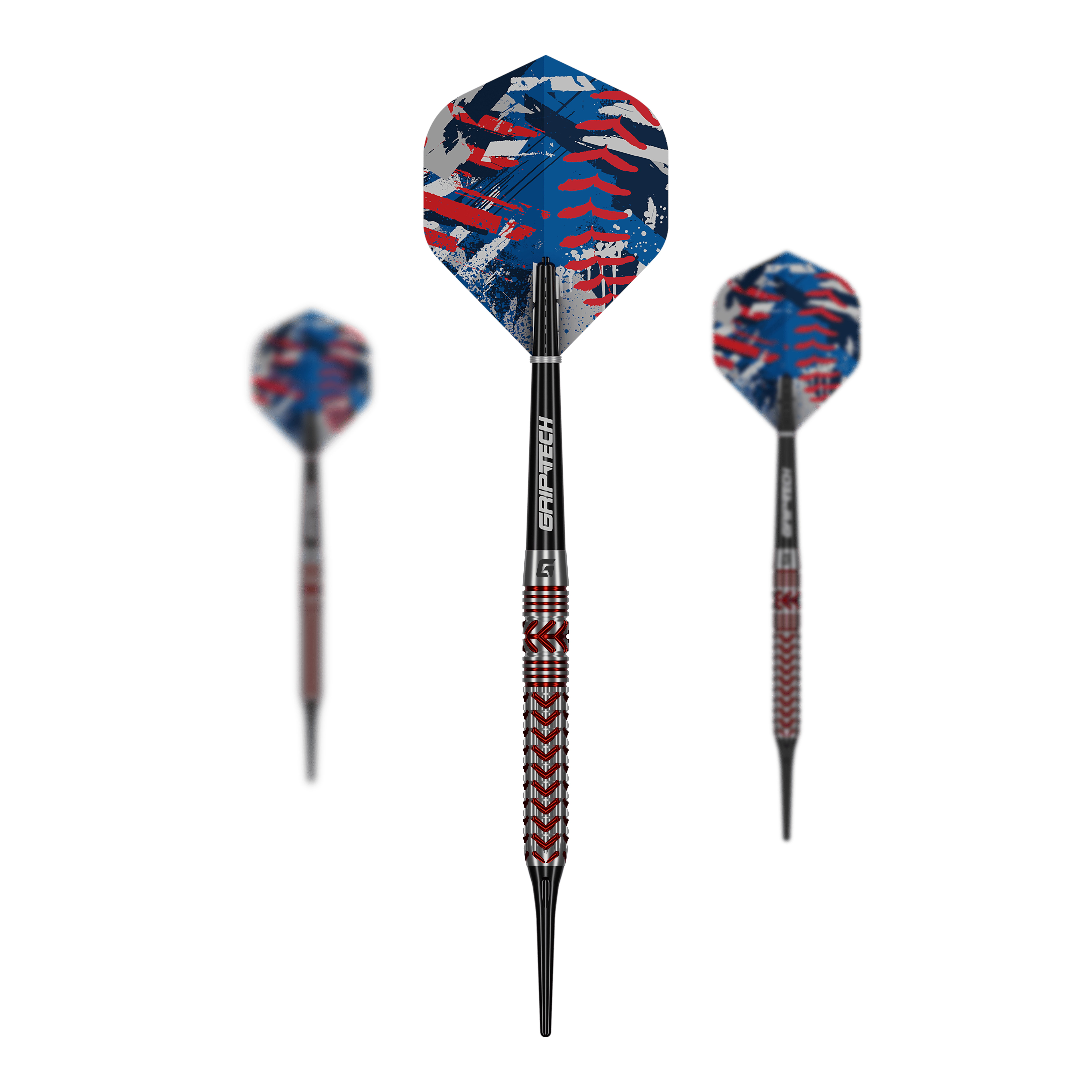 Miękkie lotki GOAT Curveball - 20g GOAT Curveball Tungsten Softdarts - 20g werden auf diesem Bild gezeigt. Die Softdarts bestehen aus Tungsten und wiegen 20 Gramm.